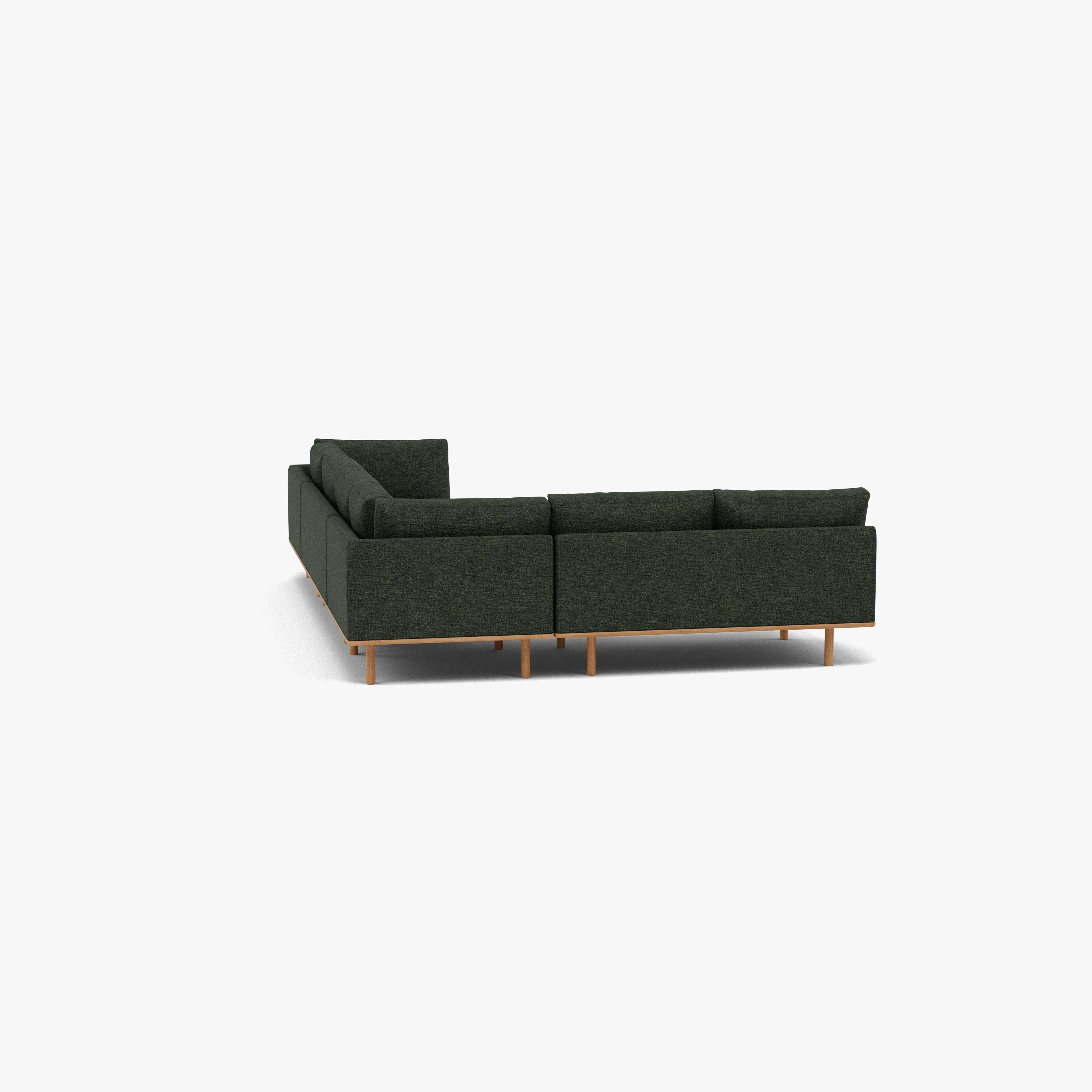 Anika Modular Sofa 6-Seater Corner Chaise Olive Green Fabric Solid American Oak