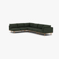 Anika Modular Sofa 6-Seater Corner Chaise Olive Green Fabric Solid American Oak