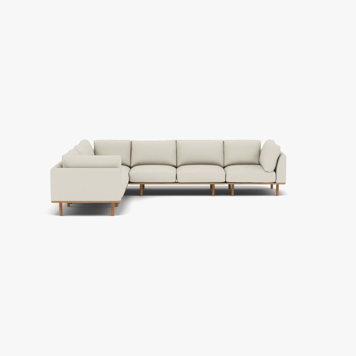 Anika Modular Sofa 6-Seater Corner Bone White Fabric Solid American Oak