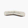 Anika Modular Sofa 6-Seater Corner Bone White Fabric Solid American Oak