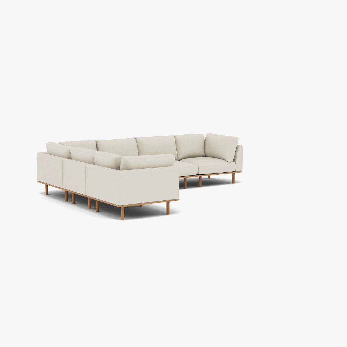 Anika Modular Sofa 6-Seater Corner Bone White Fabric Solid American Oak