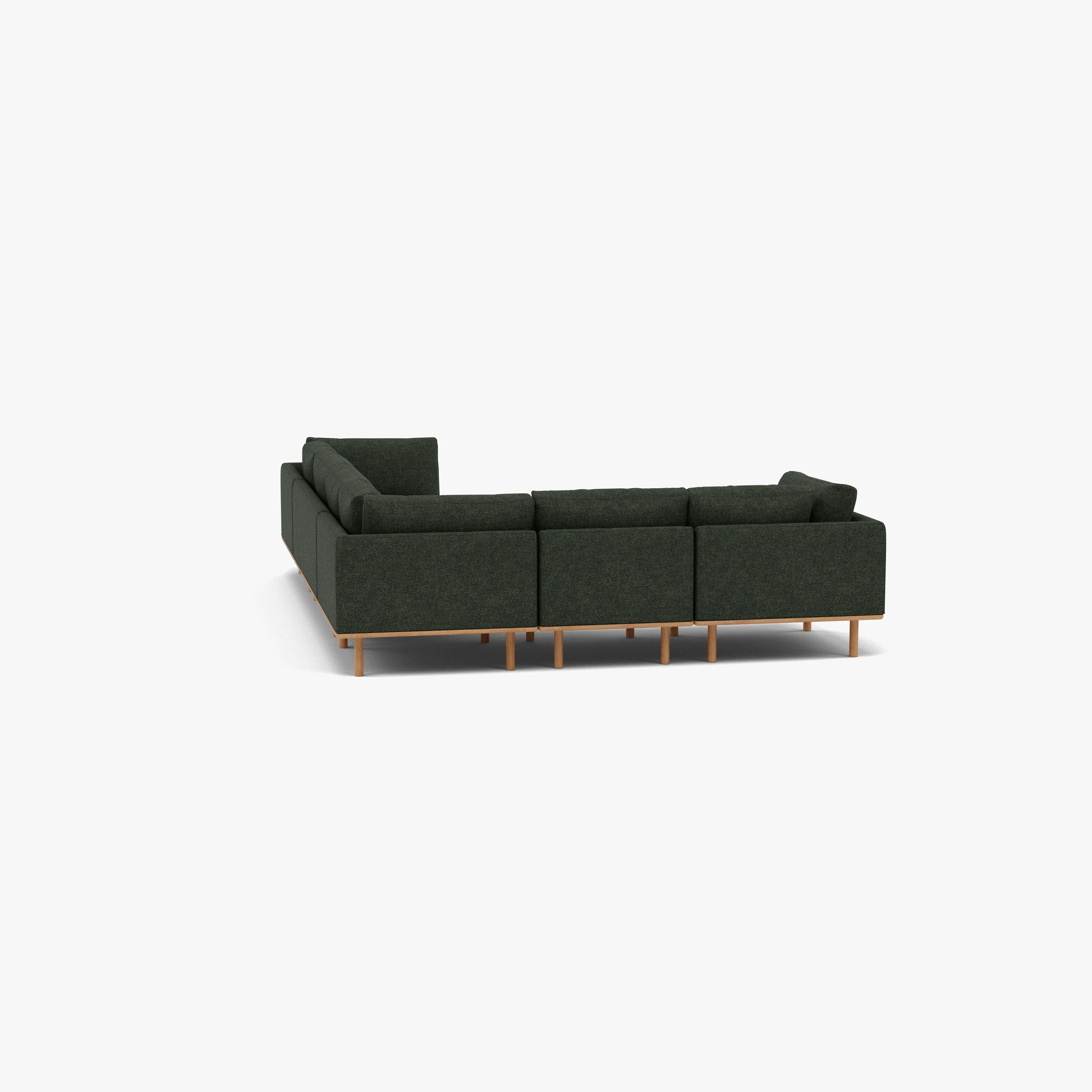 Anika Modular Sofa 6-Seater Corner Olive Green Fabric Solid American Oak
