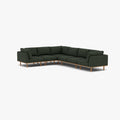 Anika Modular Sofa 6-Seater Corner Olive Green Fabric Solid American Oak
