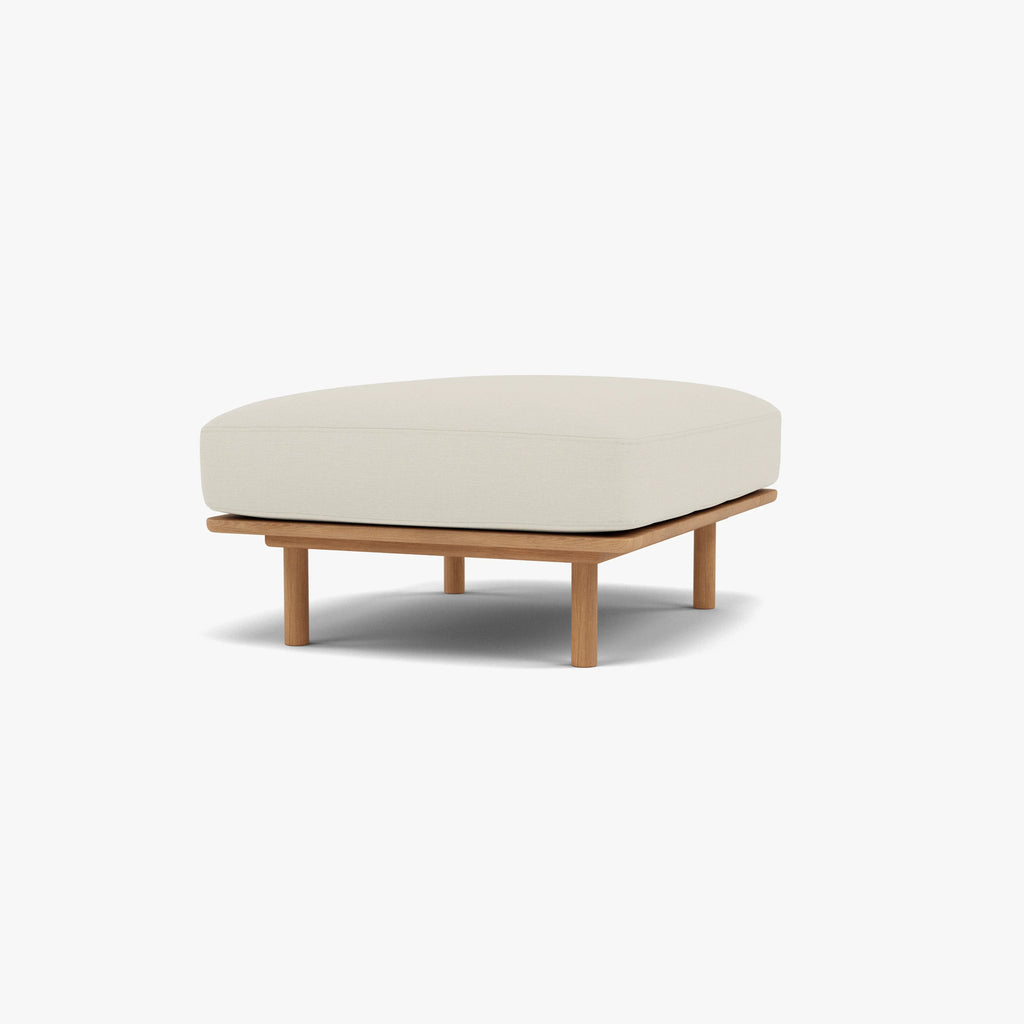 Anika Ottoman Bone White Fabric Solid American Oak