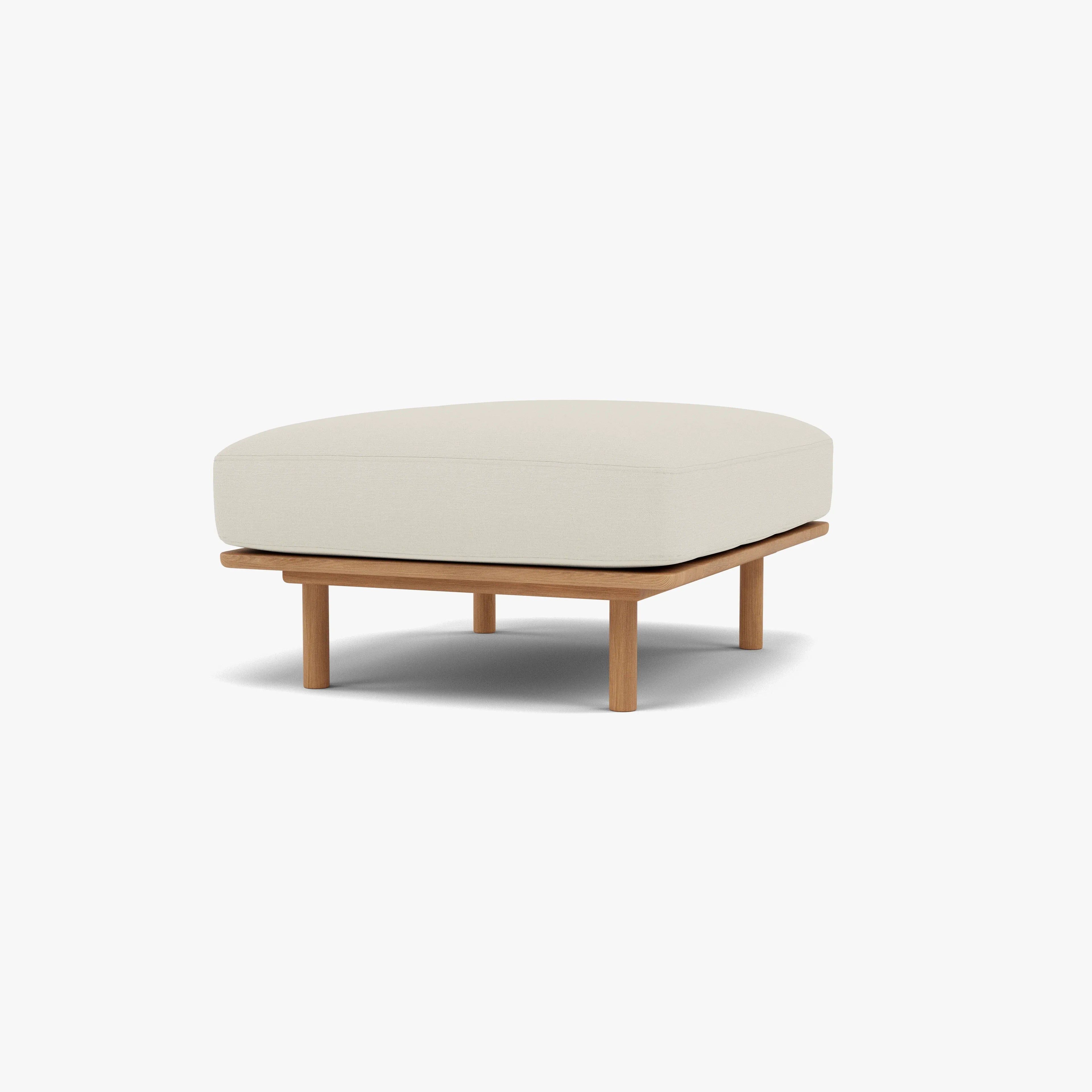 Anika Ottoman Bone White Fabric Solid American Oak