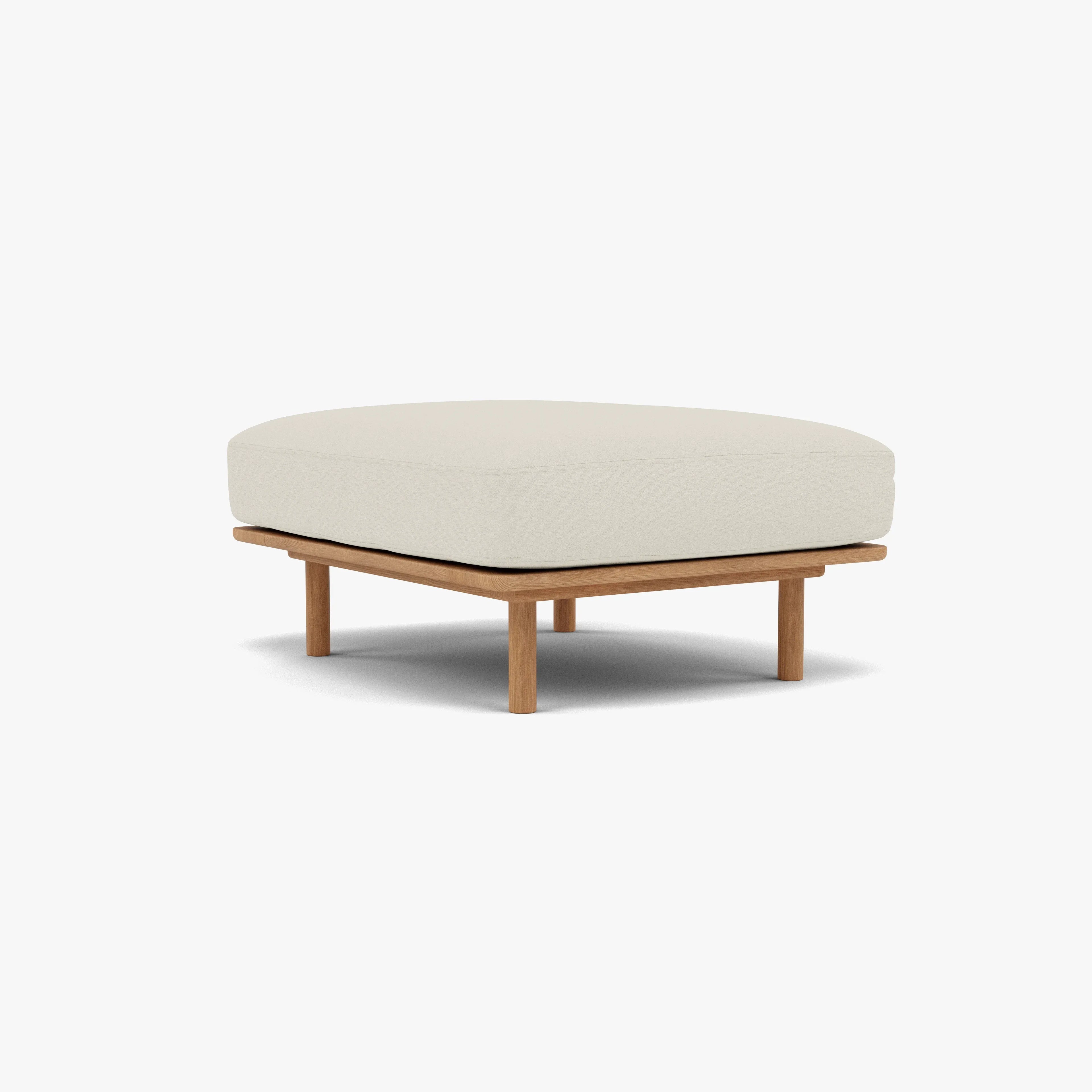 Anika Ottoman Bone White Fabric Solid American Oak