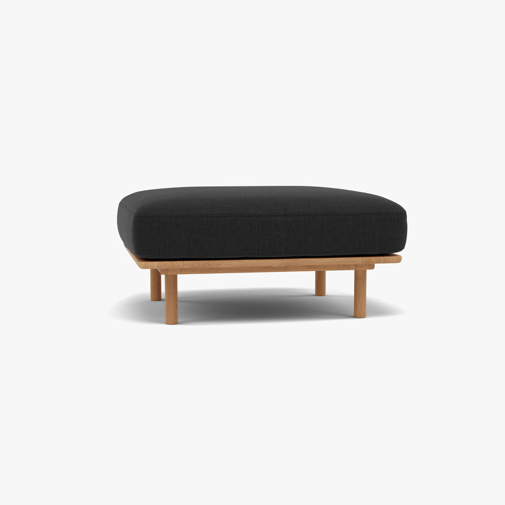 Anika Ottoman Coal Gray Fabric Solid American Oak