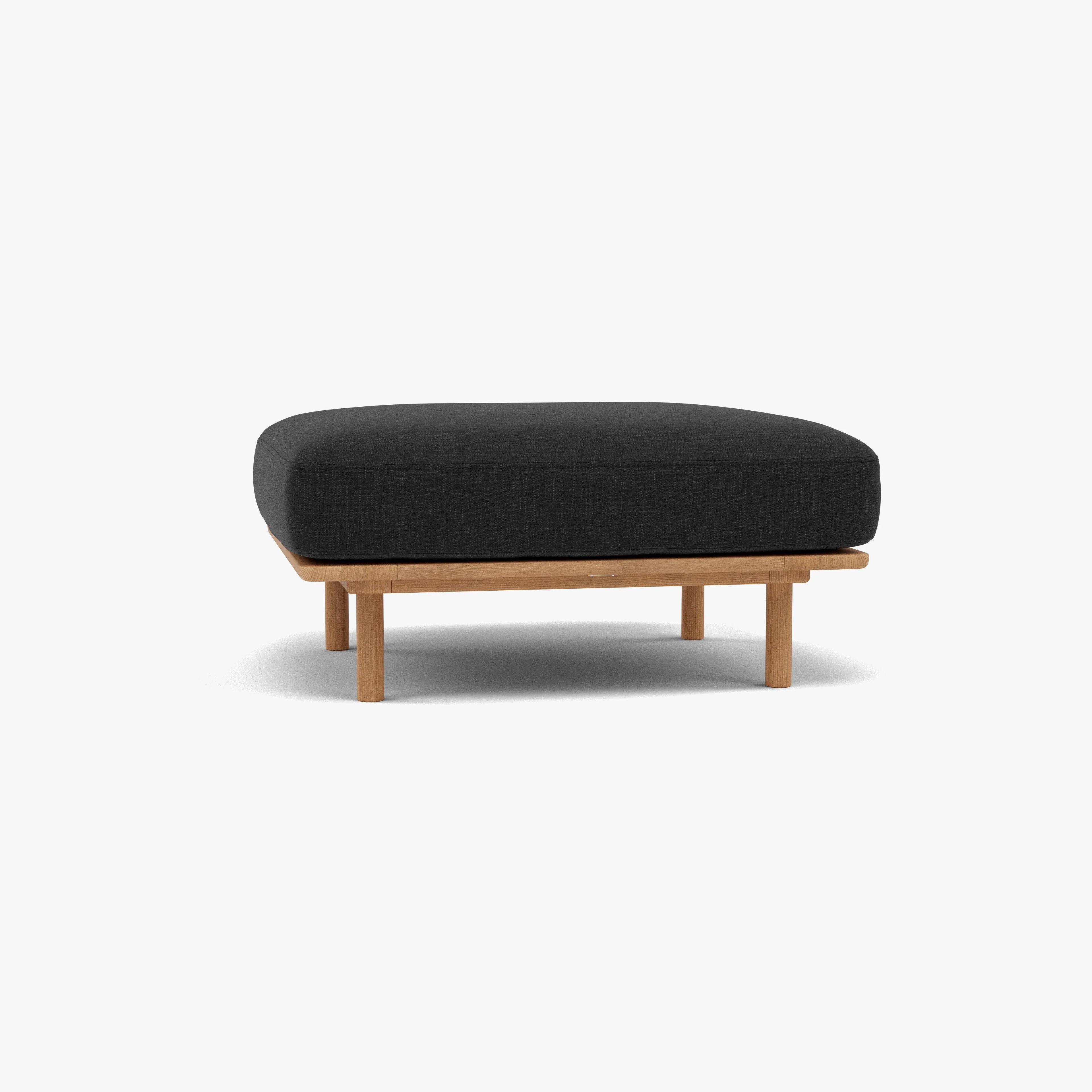 Anika Ottoman Coal Gray Fabric Solid American Oak