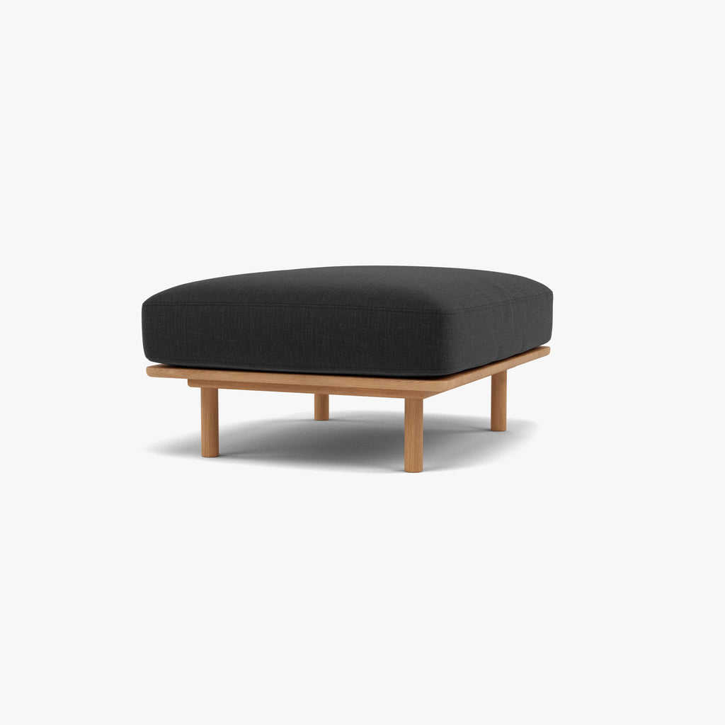 Anika Ottoman Coal Gray Fabric Solid American Oak