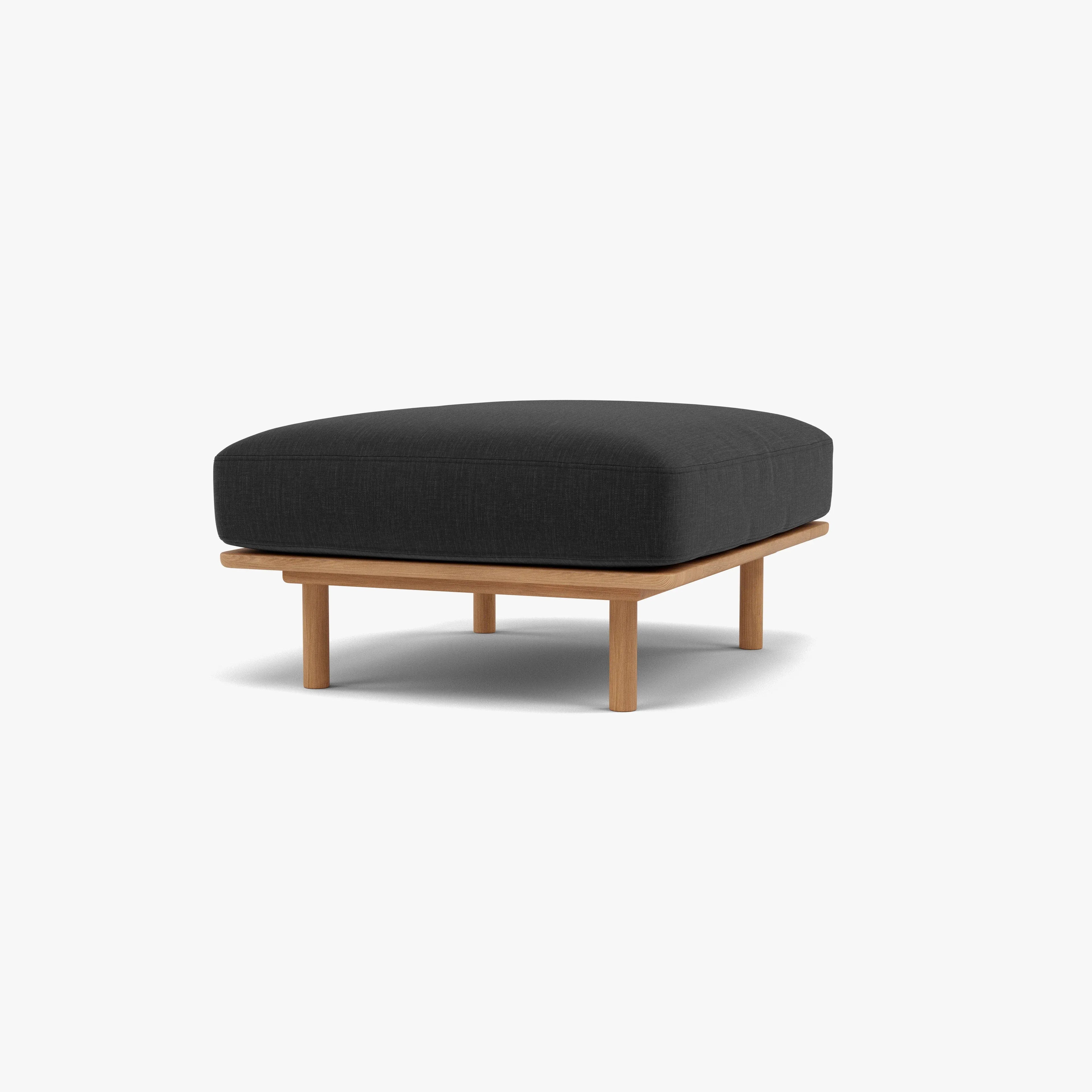 Anika Ottoman Coal Gray Fabric Solid American Oak