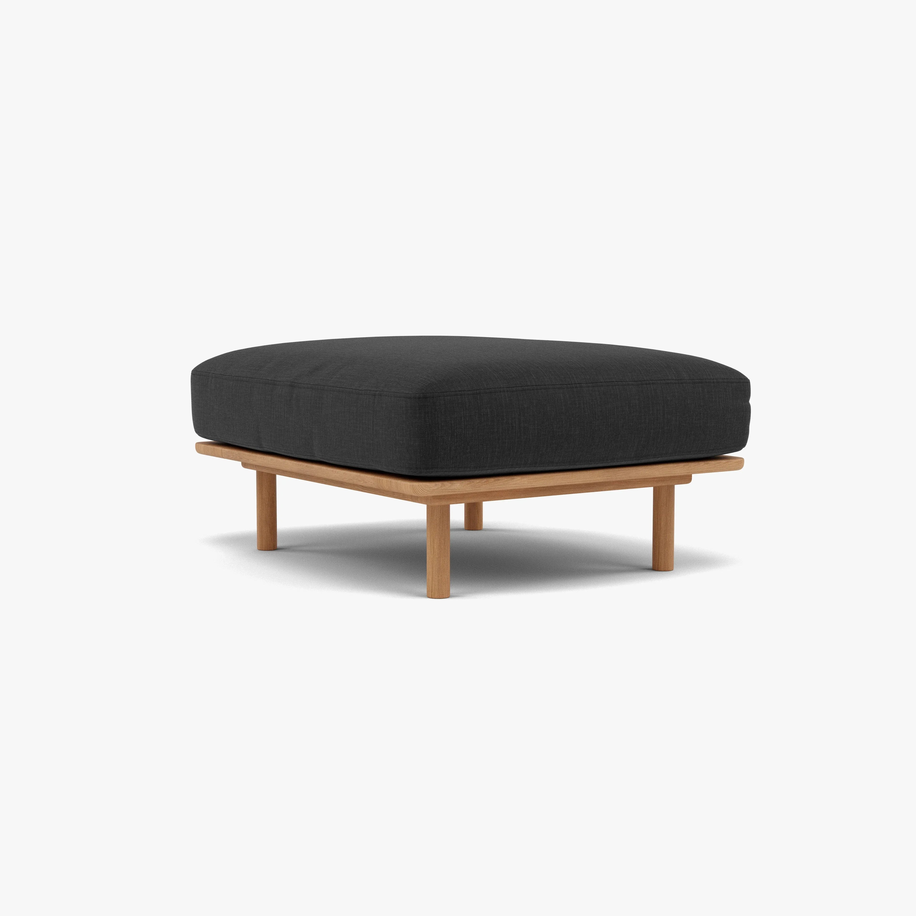 Anika Ottoman Coal Gray Fabric Solid American Oak