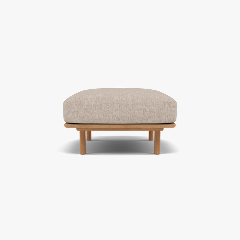 Anika Ottoman Ivory Beige Fabric Solid American Oak