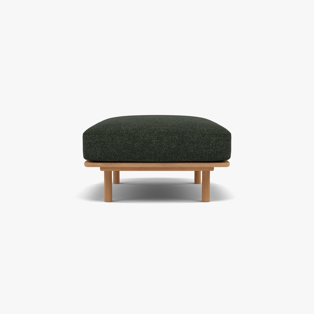 Anika Ottoman Olive Green Fabric Solid American Oak