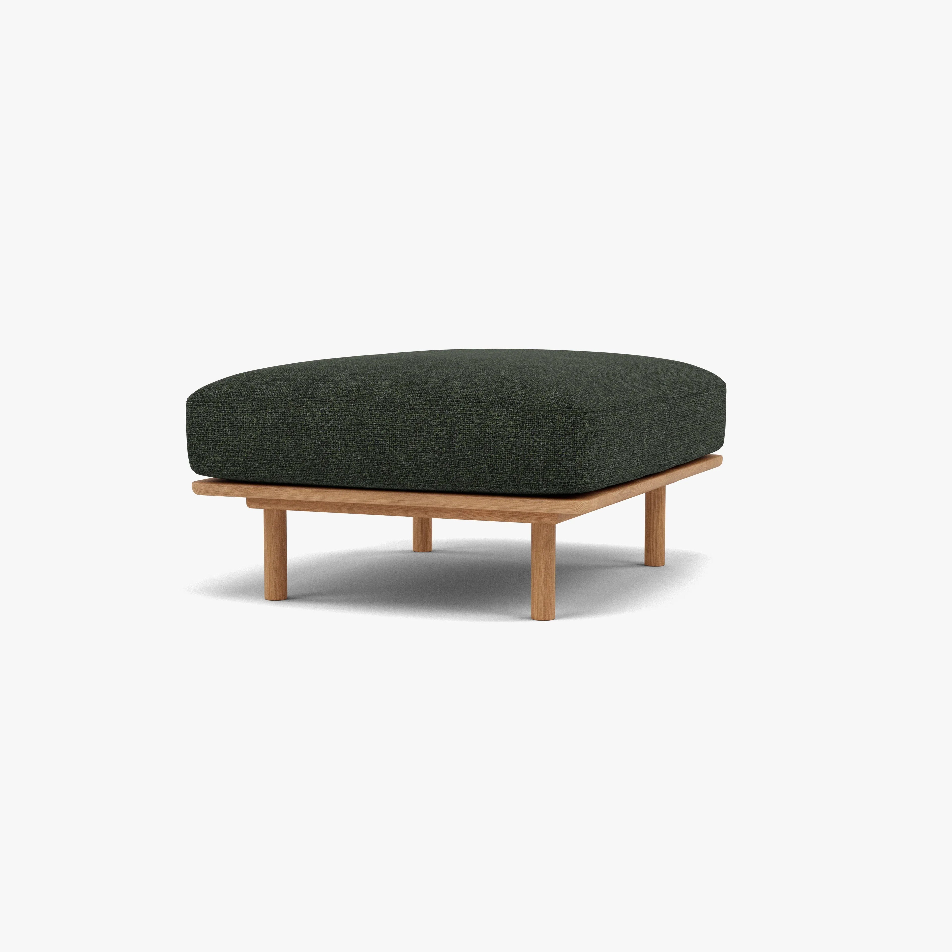 Anika Ottoman Olive Green Fabric Solid American Oak