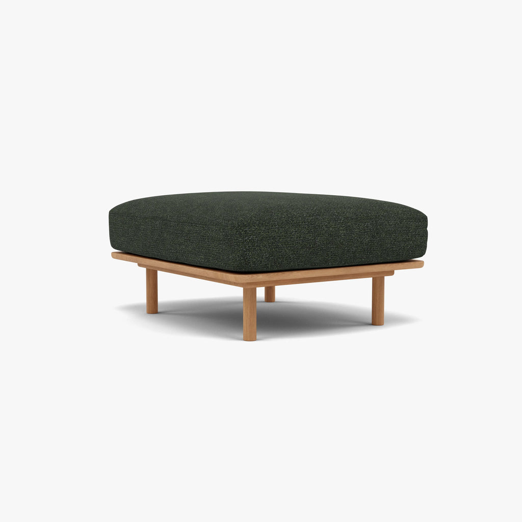 Anika Ottoman Olive Green Fabric Solid American Oak