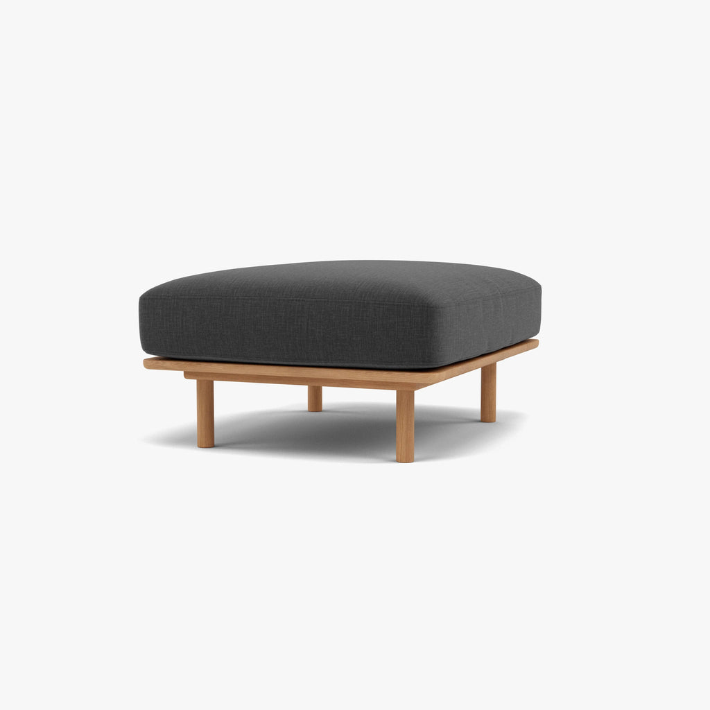 Anika Ottoman Steel Gray Fabric Solid American Oak