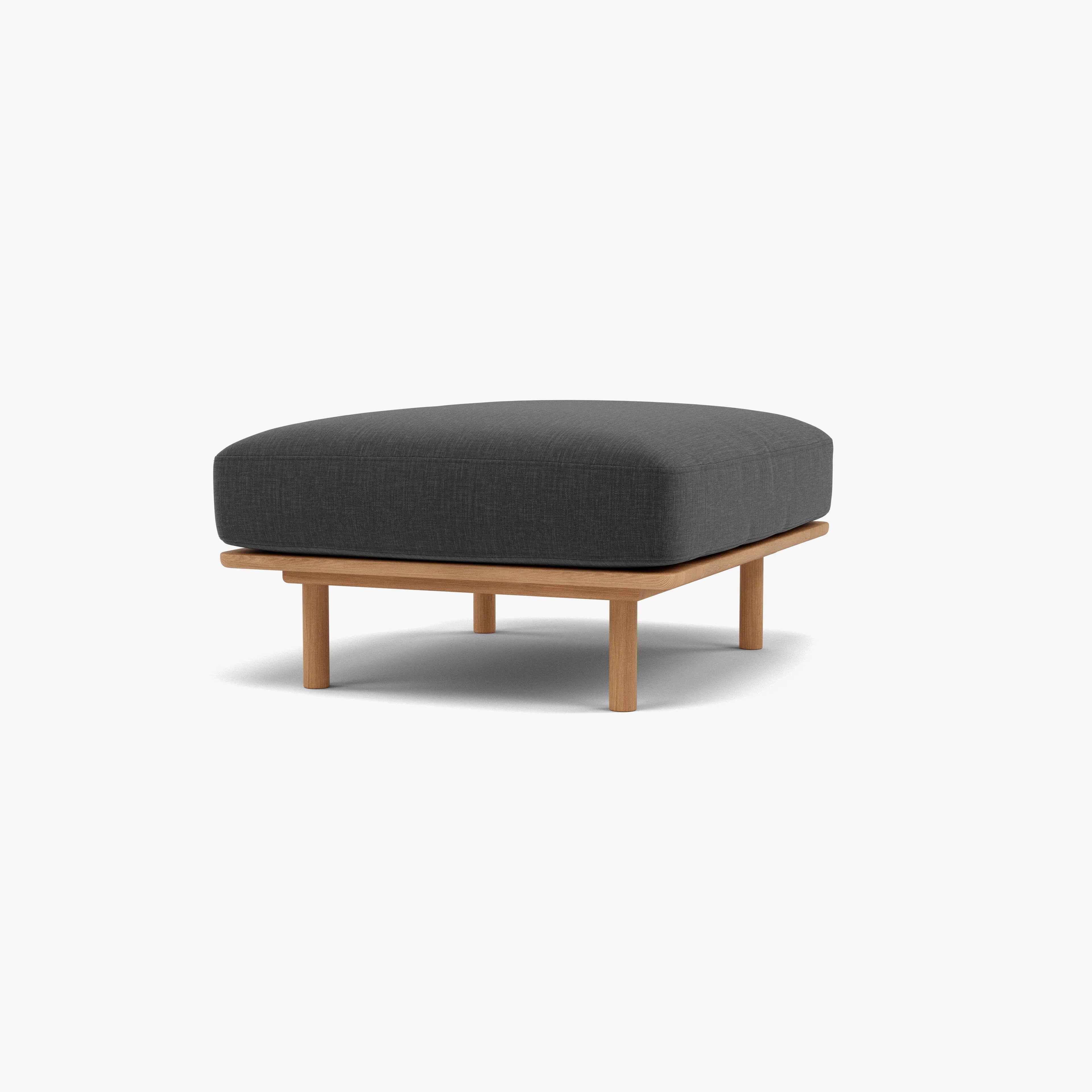 Anika Ottoman Steel Gray Fabric Solid American Oak