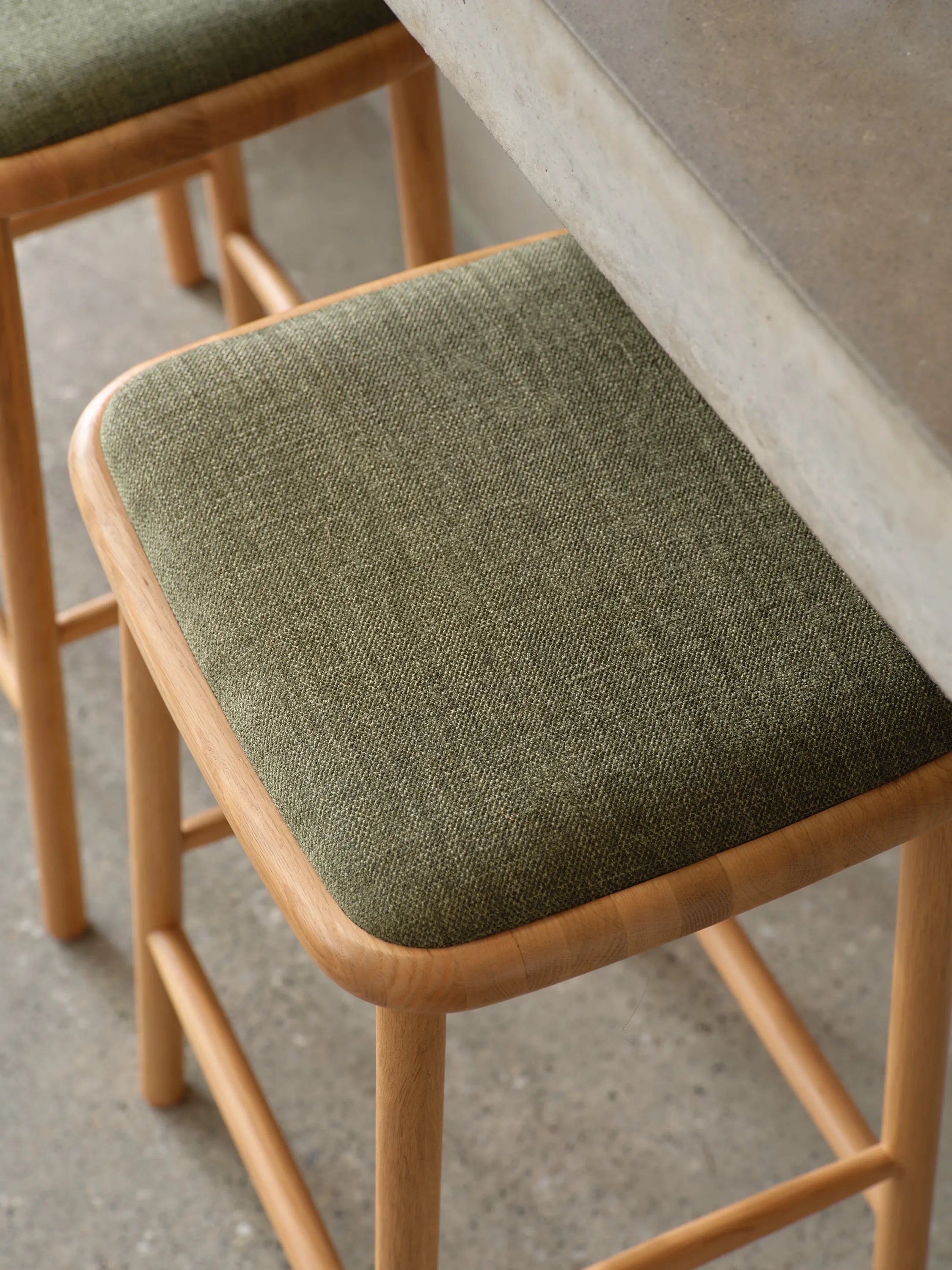 Anton Counter Stool Aloe Green Fabric Solid American Oak