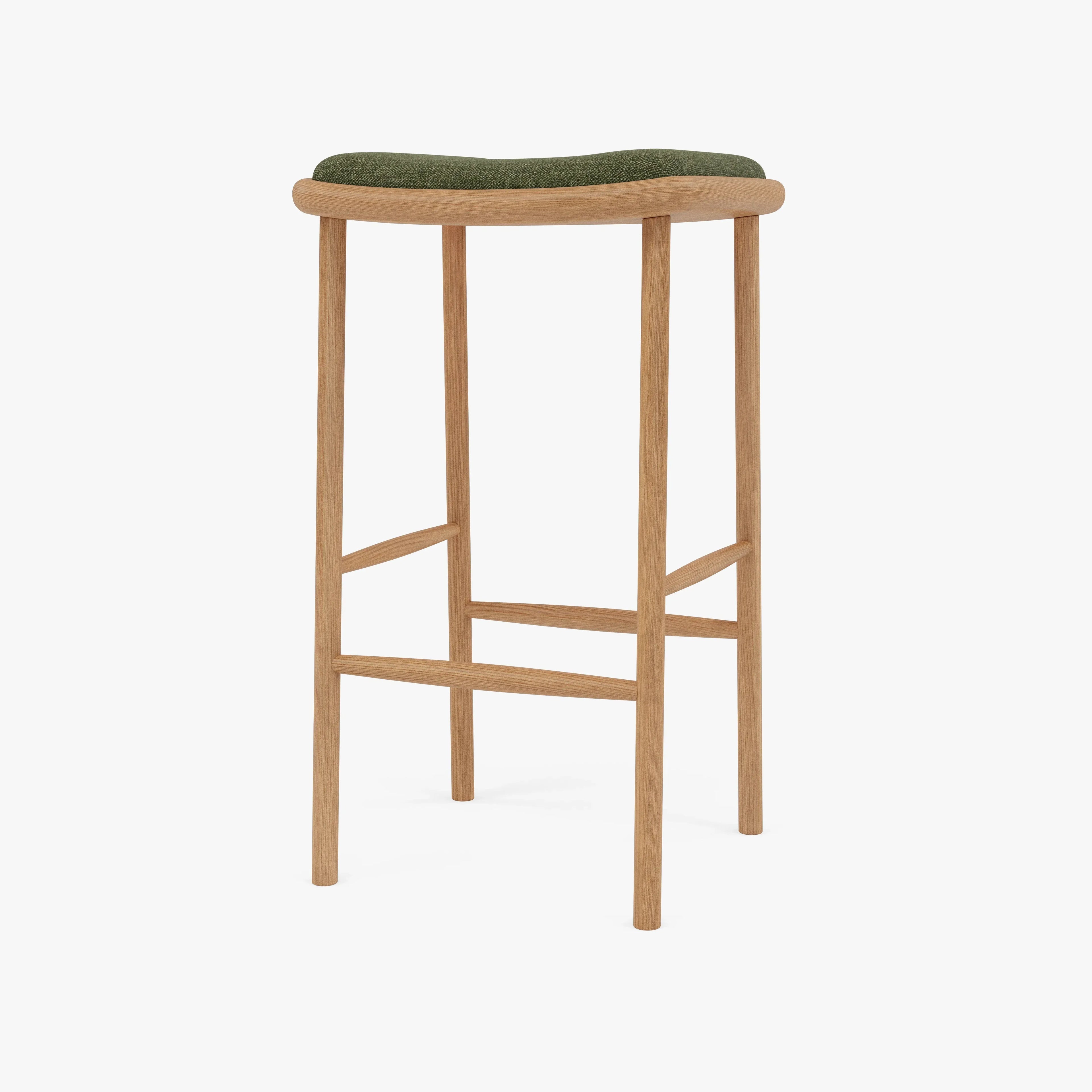 Anton Counter Stool Aloe Green Fabric Solid American Oak