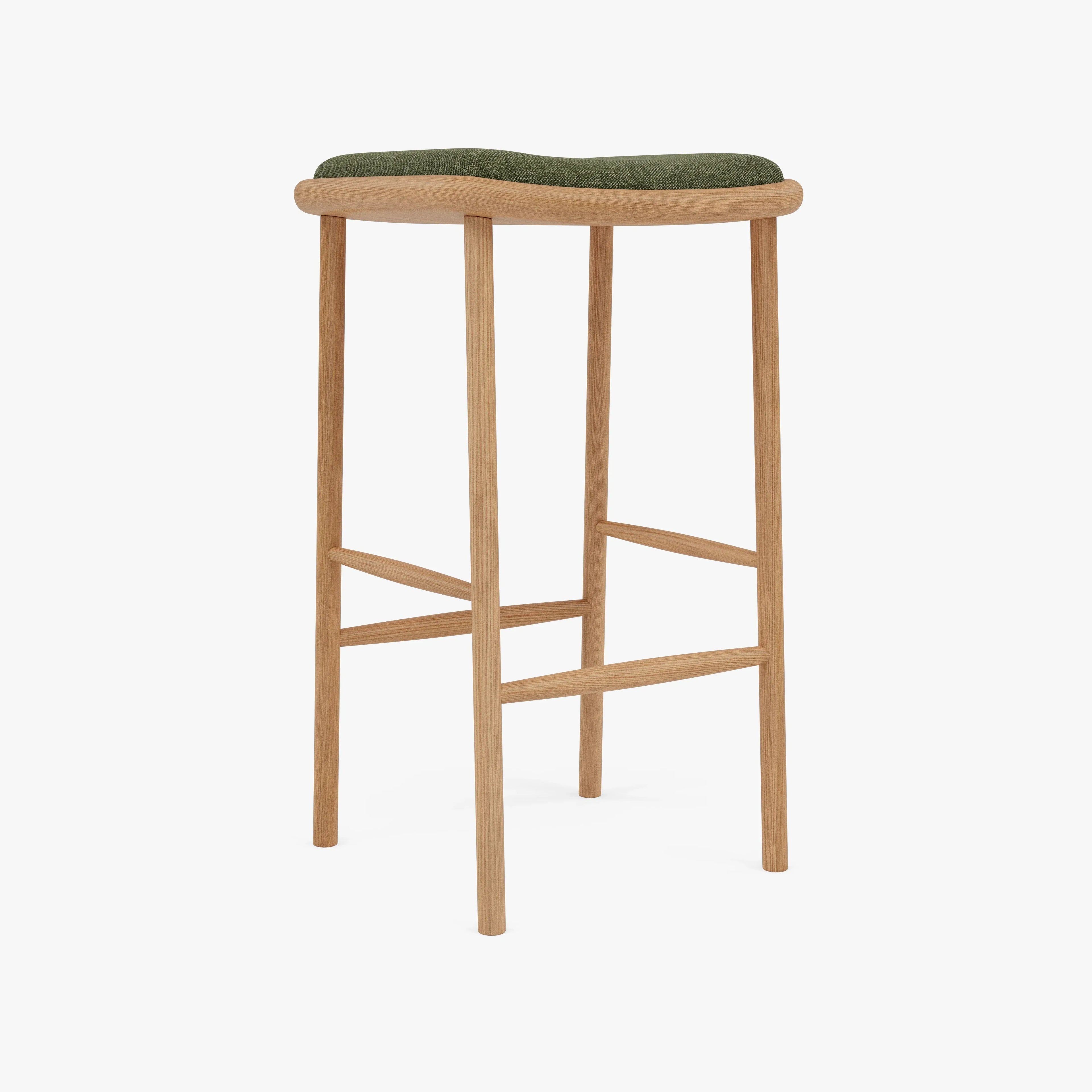 Anton Counter Stool Aloe Green Fabric Solid American Oak