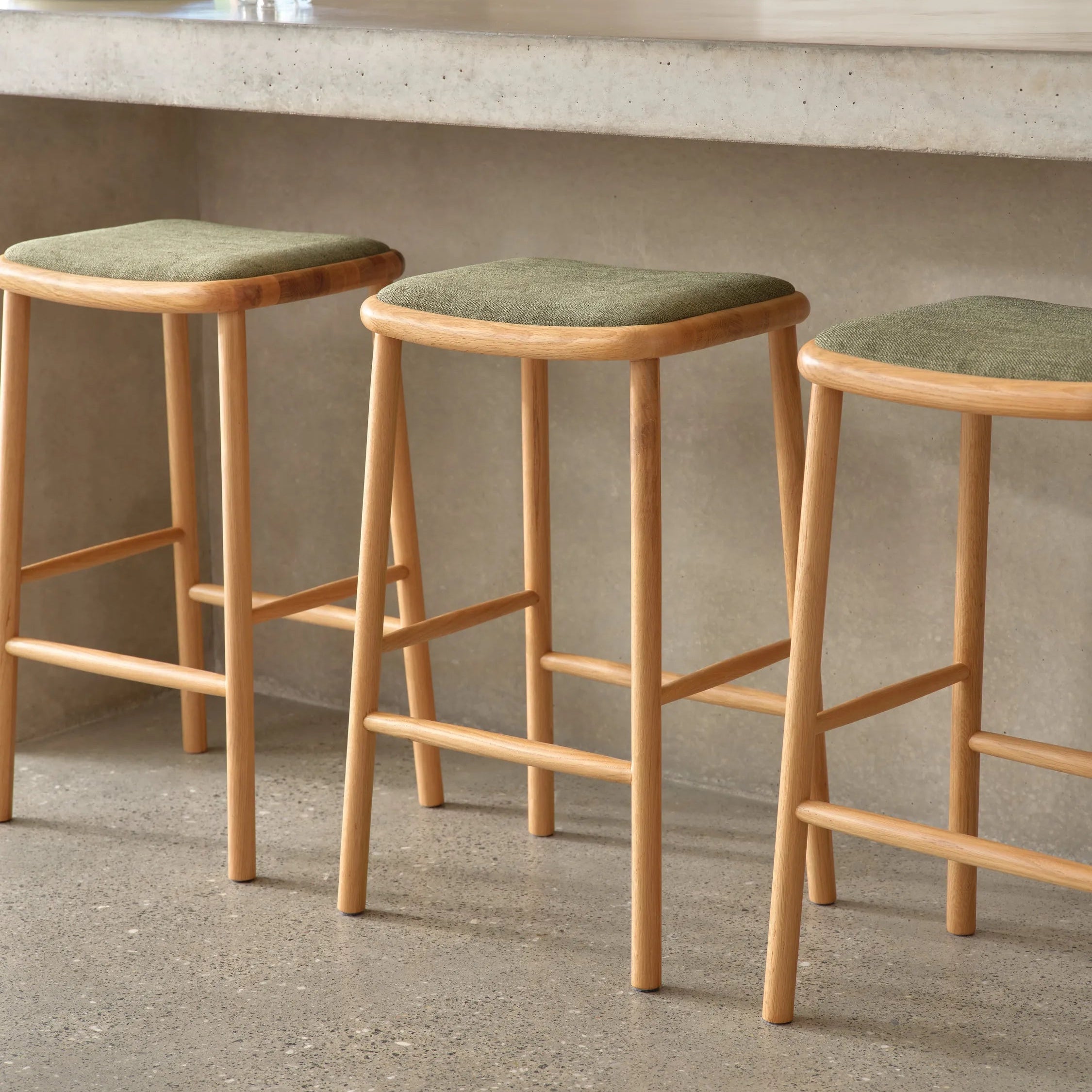Anton Counter Stool Aloe Green Fabric Solid American Oak