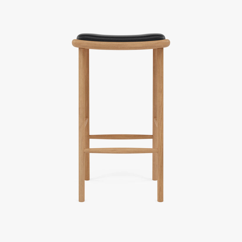 Anton Counter Stool Black Leather Solid American Oak