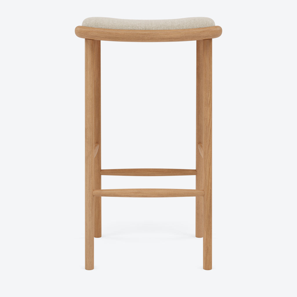 Anton Counter Stool - Solid American Oak with Oatmeal Beige Fabric