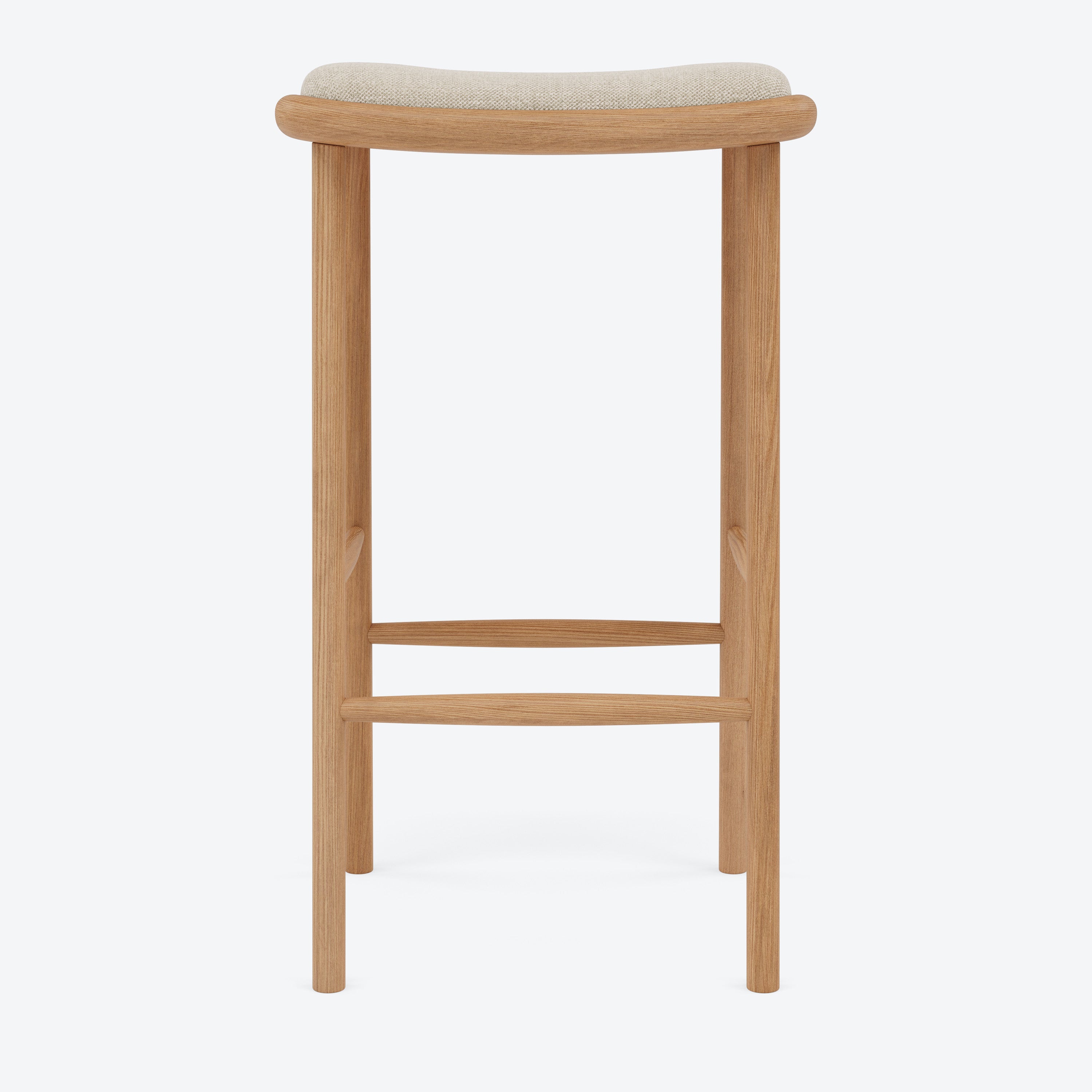 Anton Counter Stool - Solid American Oak with Oatmeal Beige Fabric