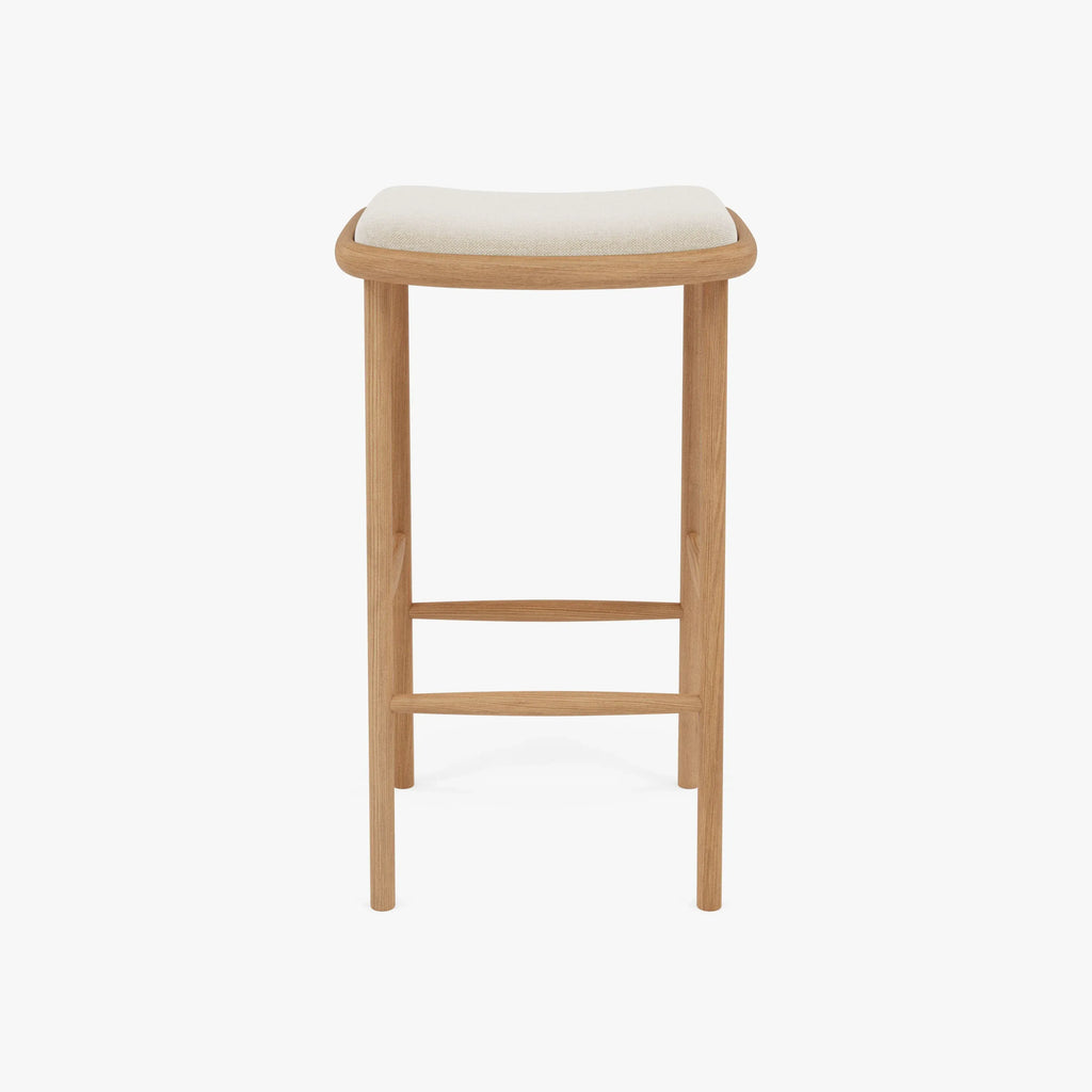 Anton Counter Stool Oatmeal Beige Fabric Solid American Oak