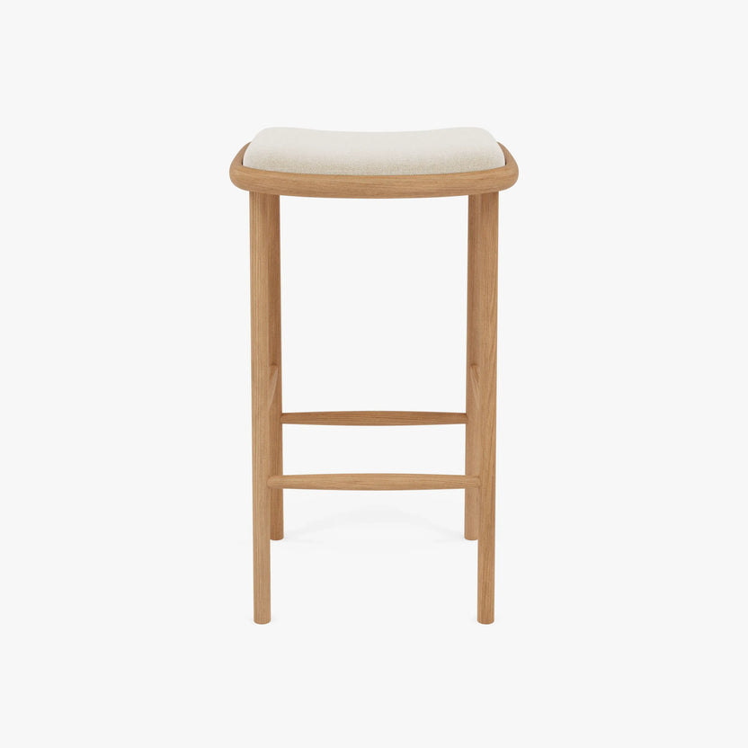 Anton Counter Stool Oatmeal Beige Fabric Solid American Oak