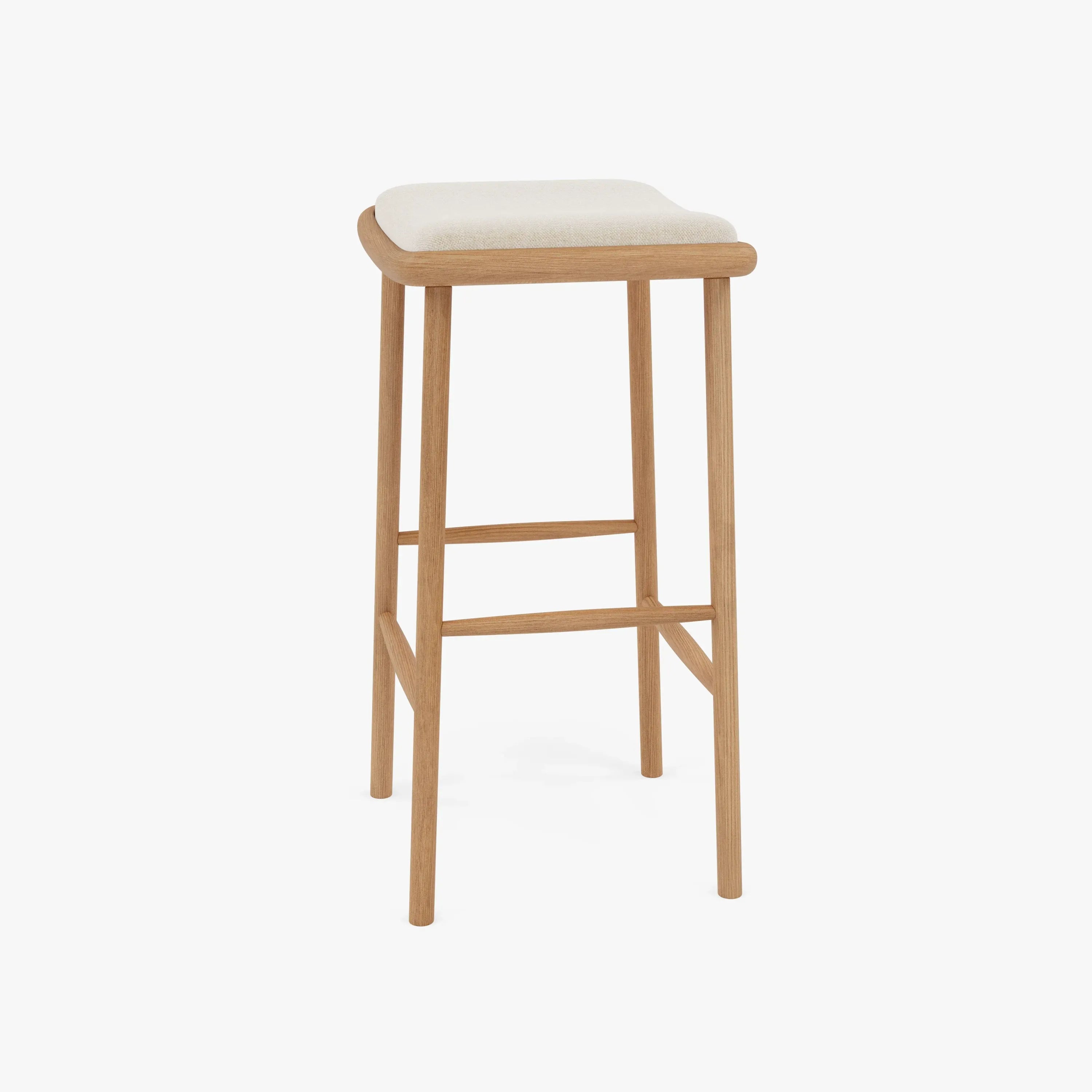 Anton Counter Stool Oatmeal Beige Fabric Solid American Oak
