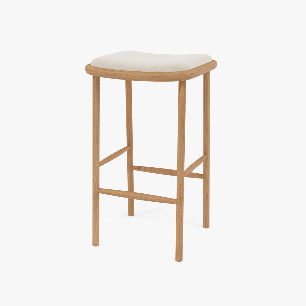 Anton Counter Stool Oatmeal Beige Fabric Solid American Oak