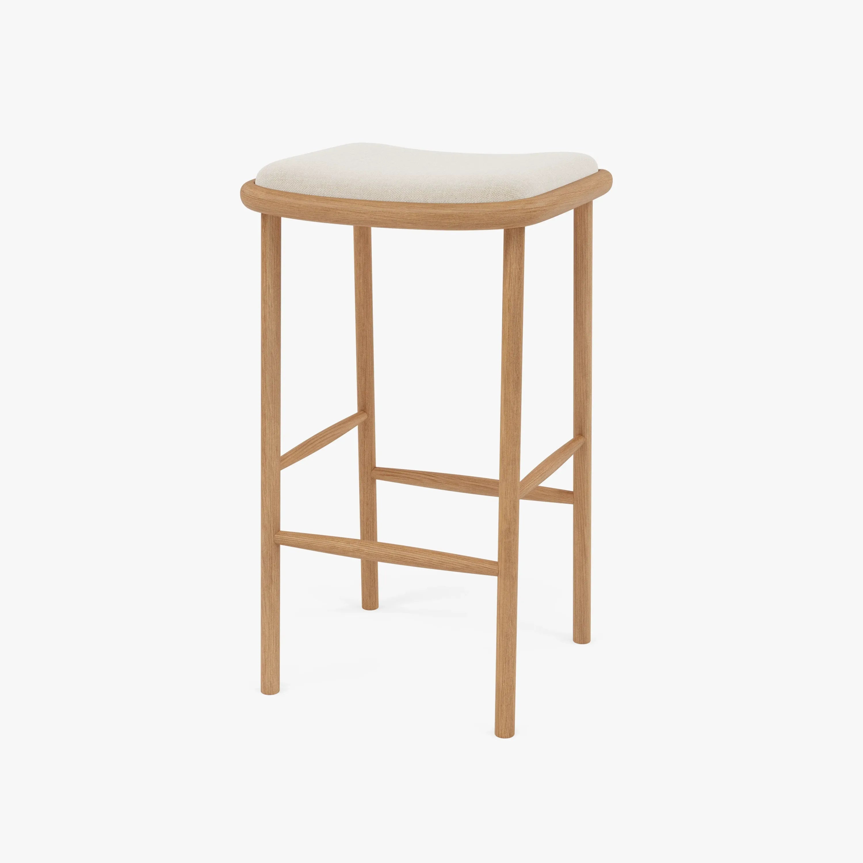 Anton Counter Stool Oatmeal Beige Fabric Solid American Oak