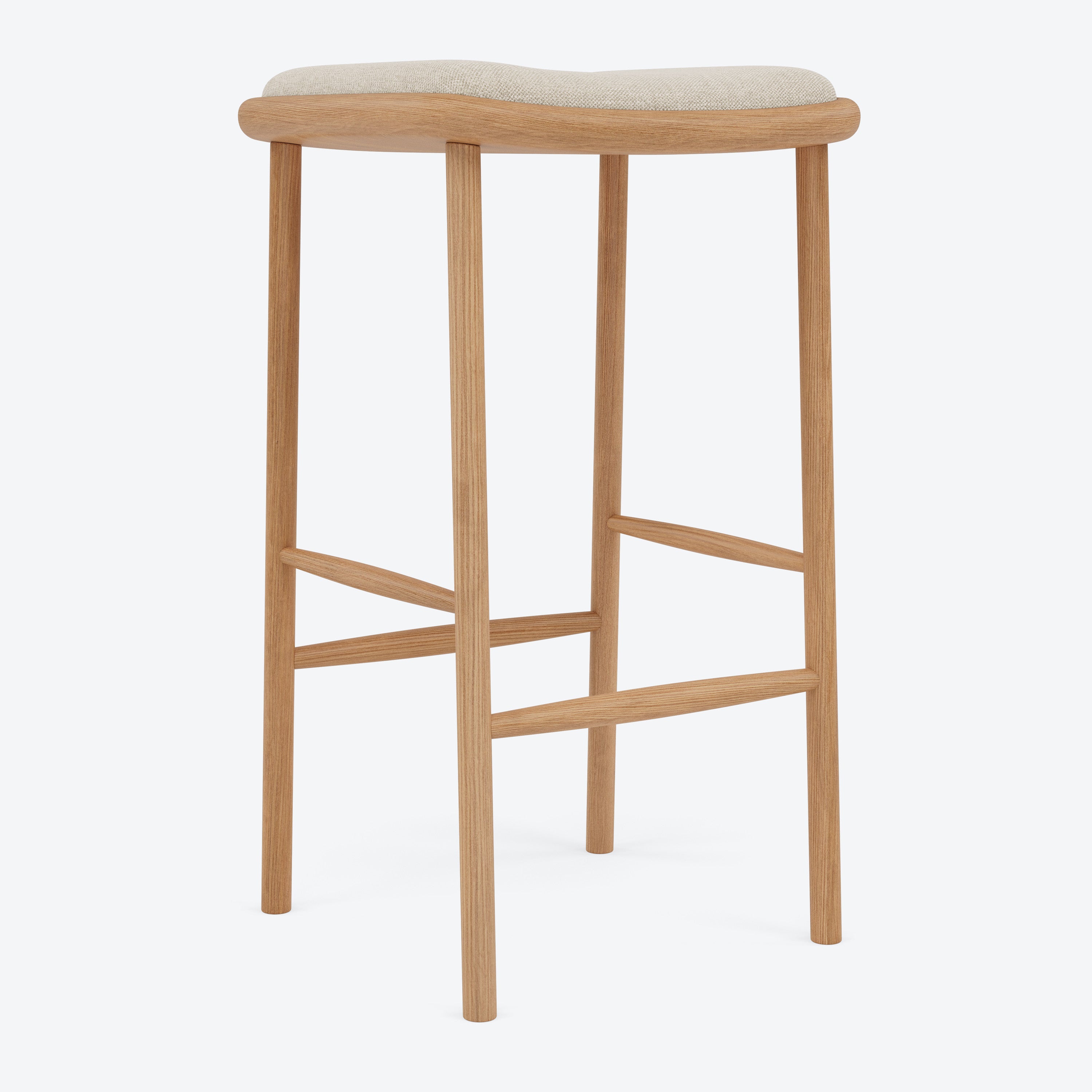 Anton Counter Stool - Solid American Oak with Oatmeal Beige Fabric