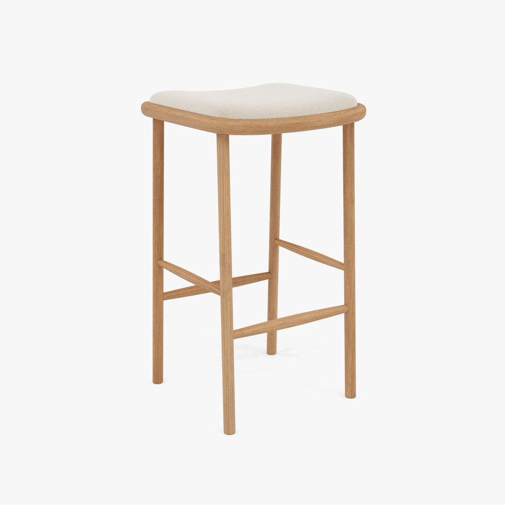 Anton Counter Stool Oatmeal Beige Fabric Solid American Oak