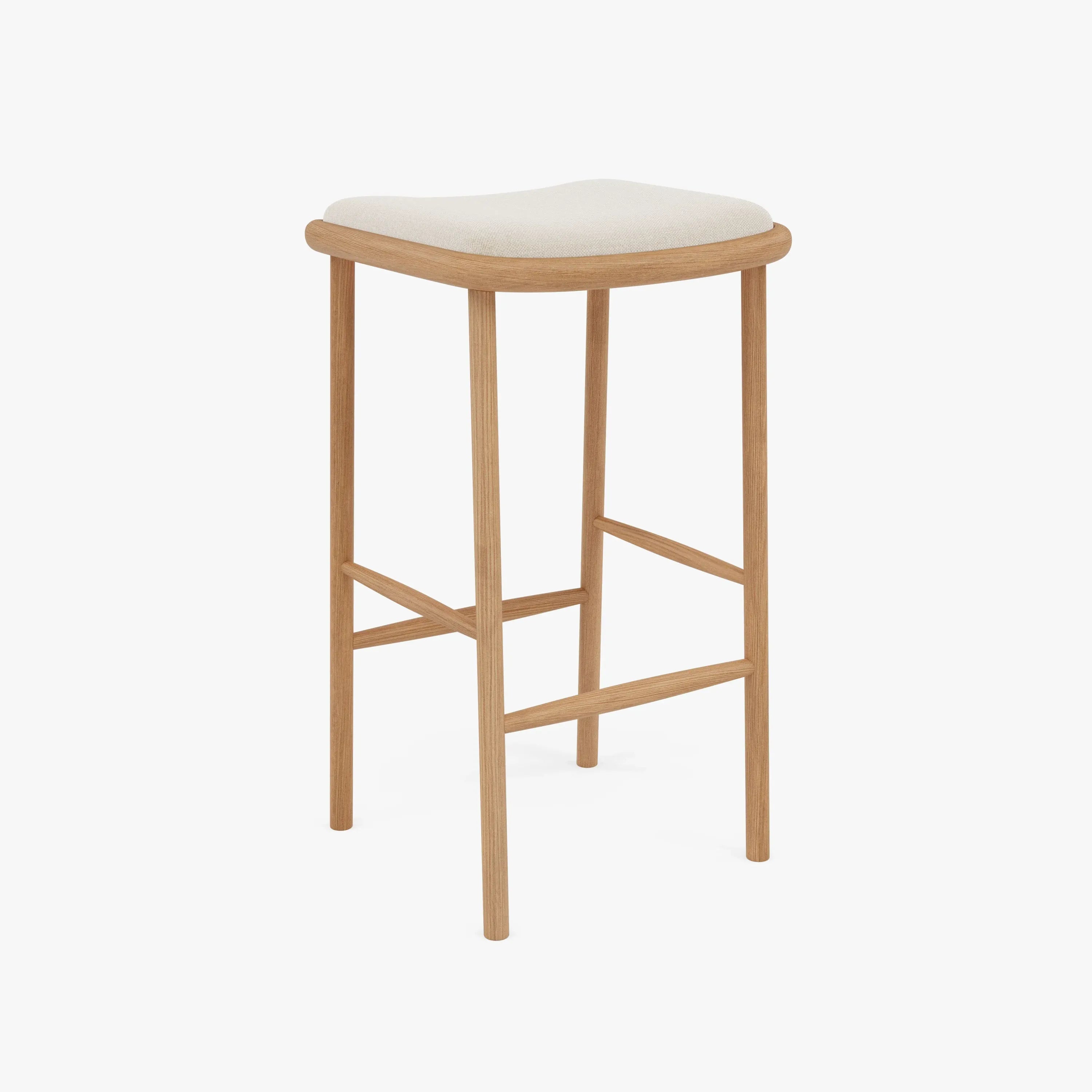 Anton Counter Stool Oatmeal Beige Fabric Solid American Oak