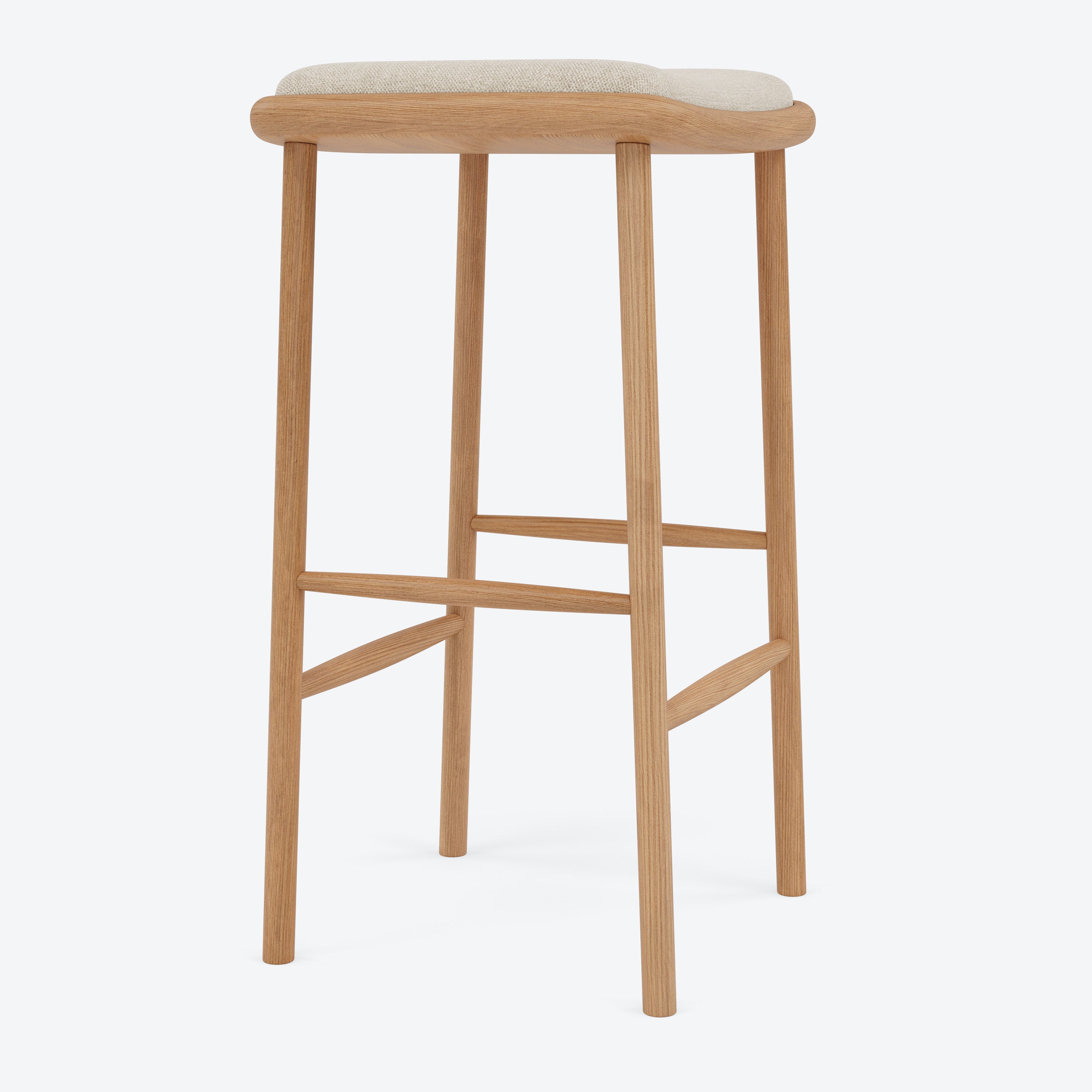 Anton Counter Stool - Solid American Oak with Oatmeal Beige Fabric