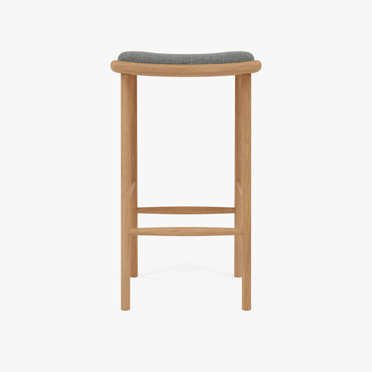 Anton Counter Stool Pewter Gray Fabric Solid American Oak