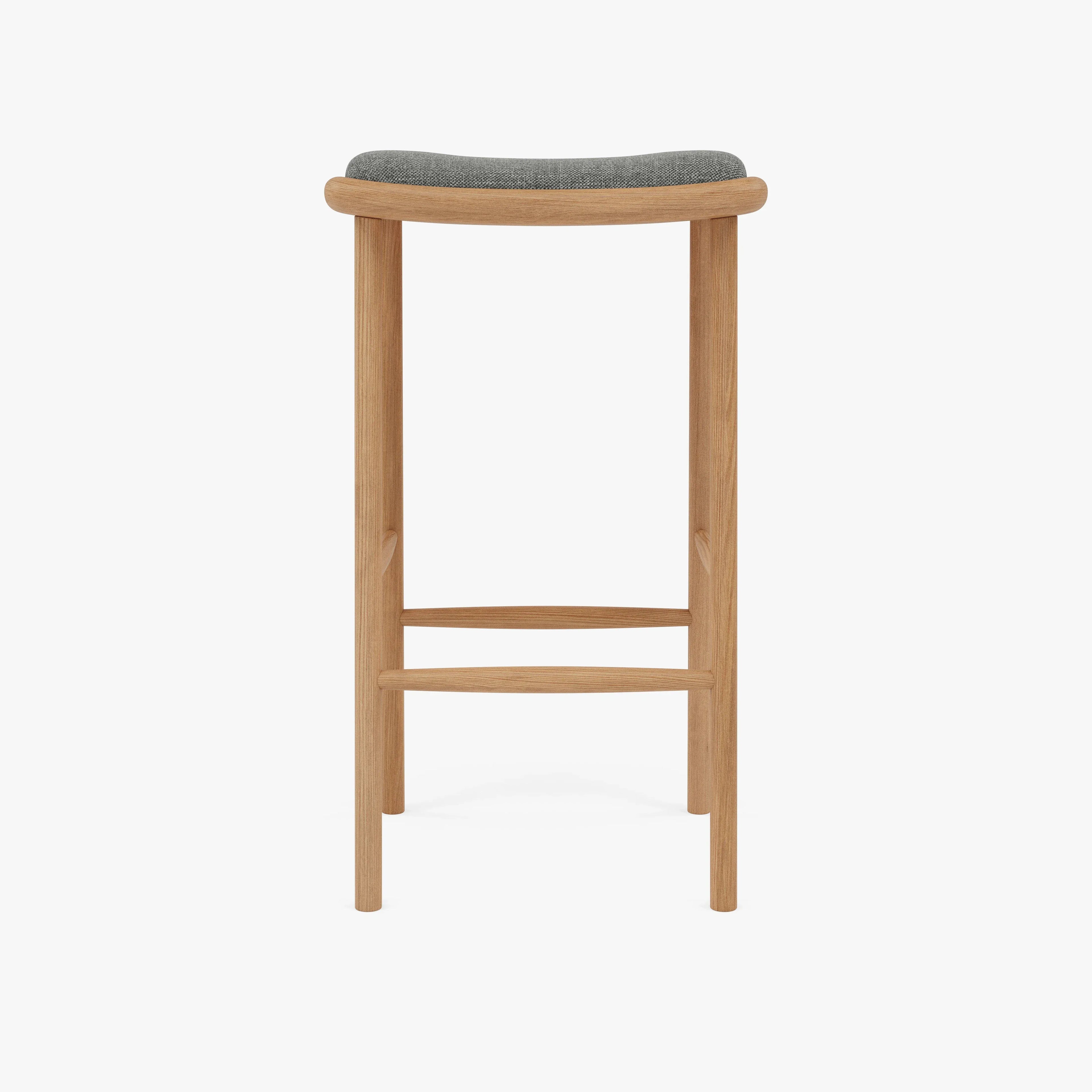 Anton Counter Stool Pewter Gray Fabric Solid American Oak
