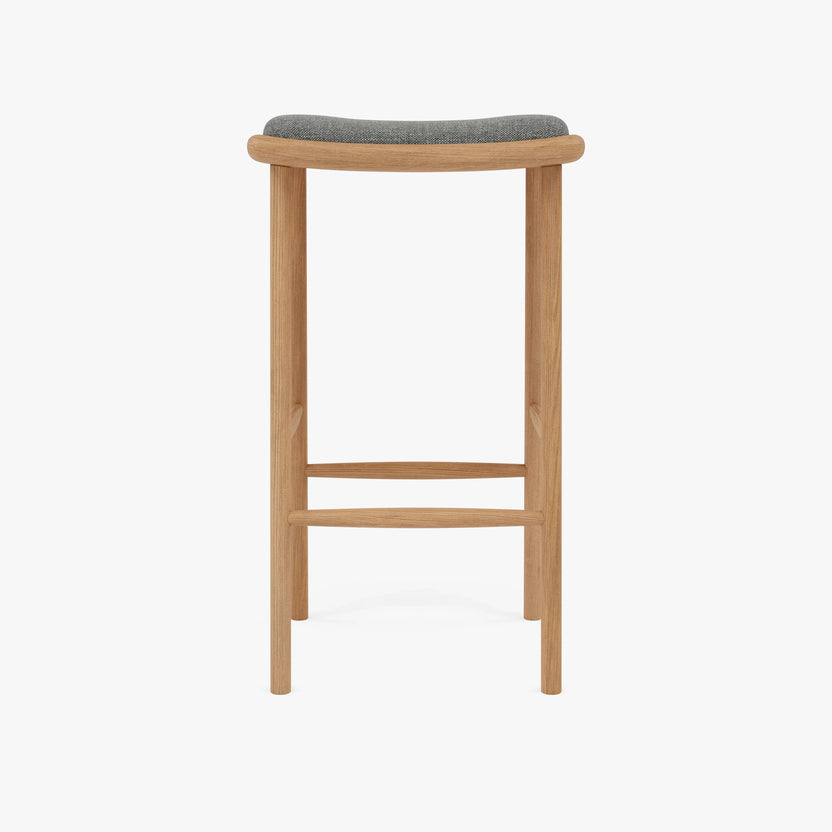Anton Counter Stool Pewter Gray Fabric Solid American Oak