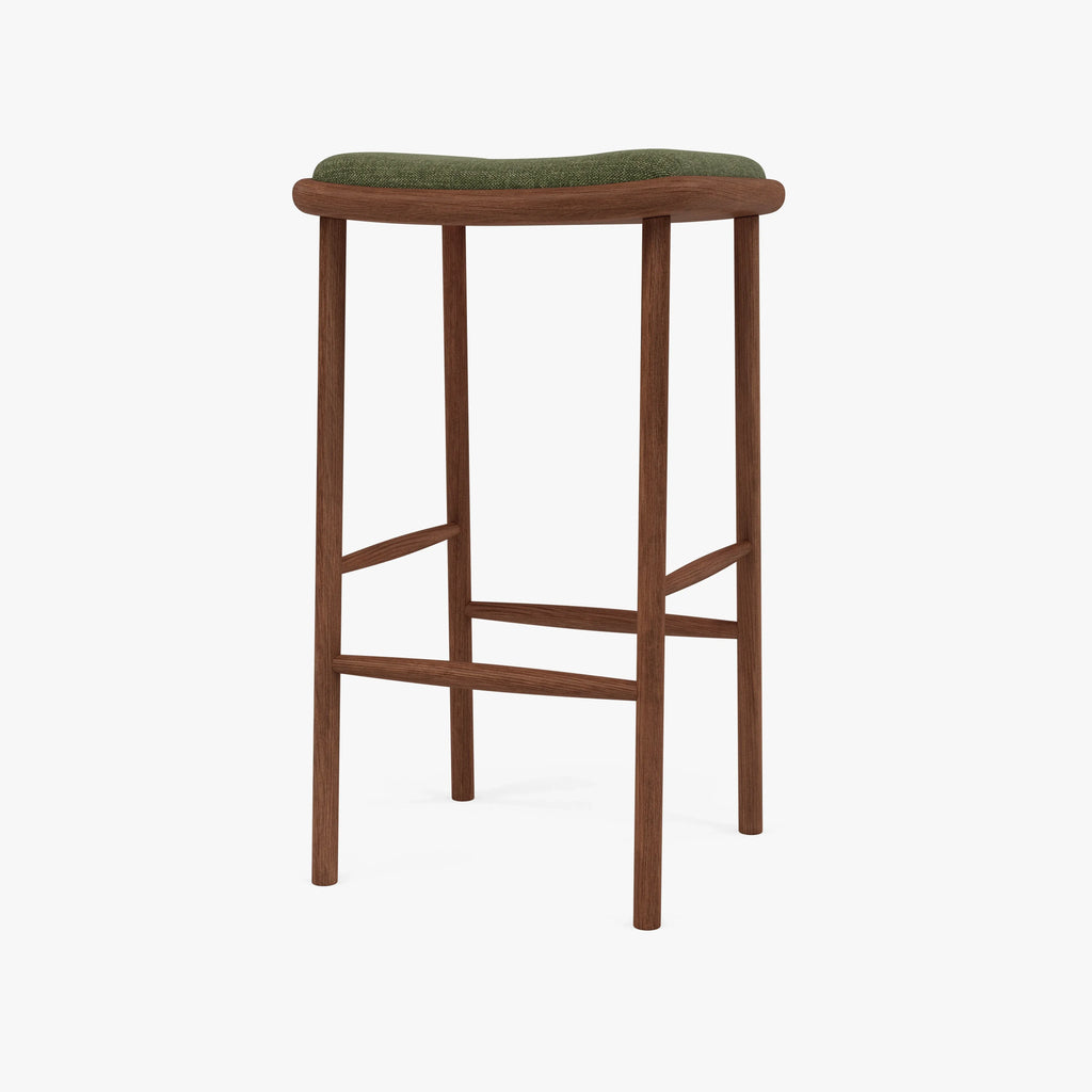 Anton Counter Stool Aloe Green Fabric Solid American Walnut