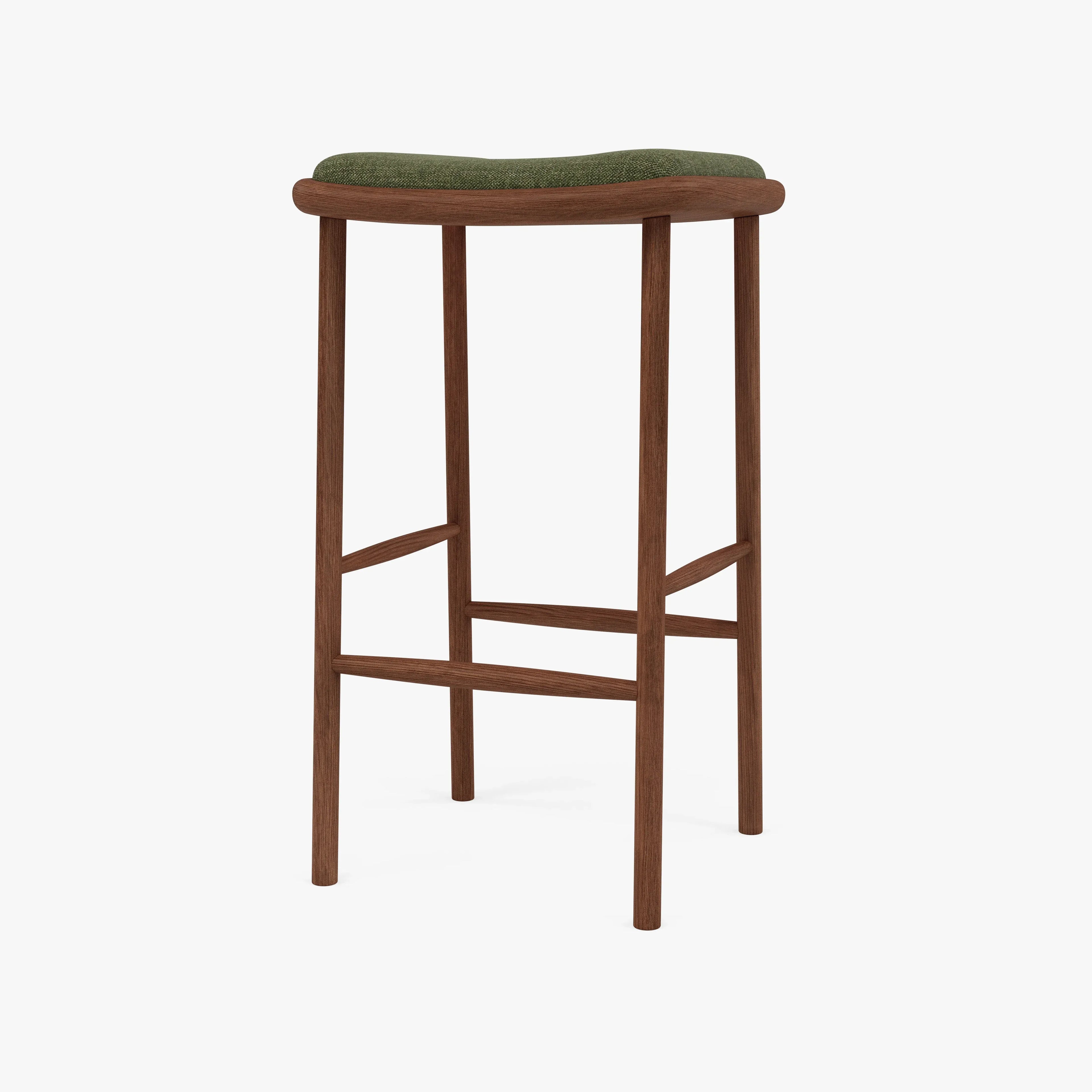Anton Counter Stool Aloe Green Fabric Solid American Walnut