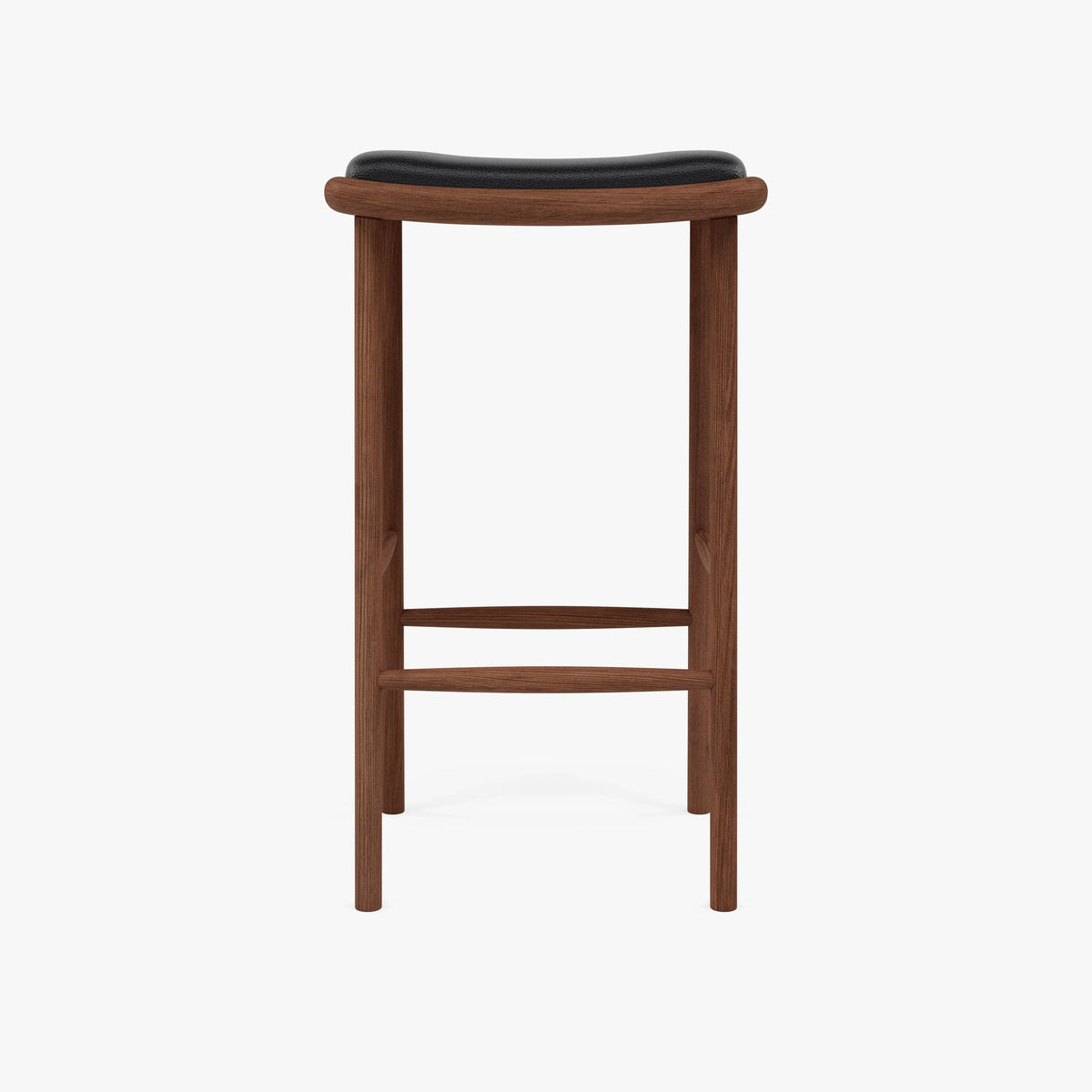Anton Counter Stool Black Leather Solid American Walnut