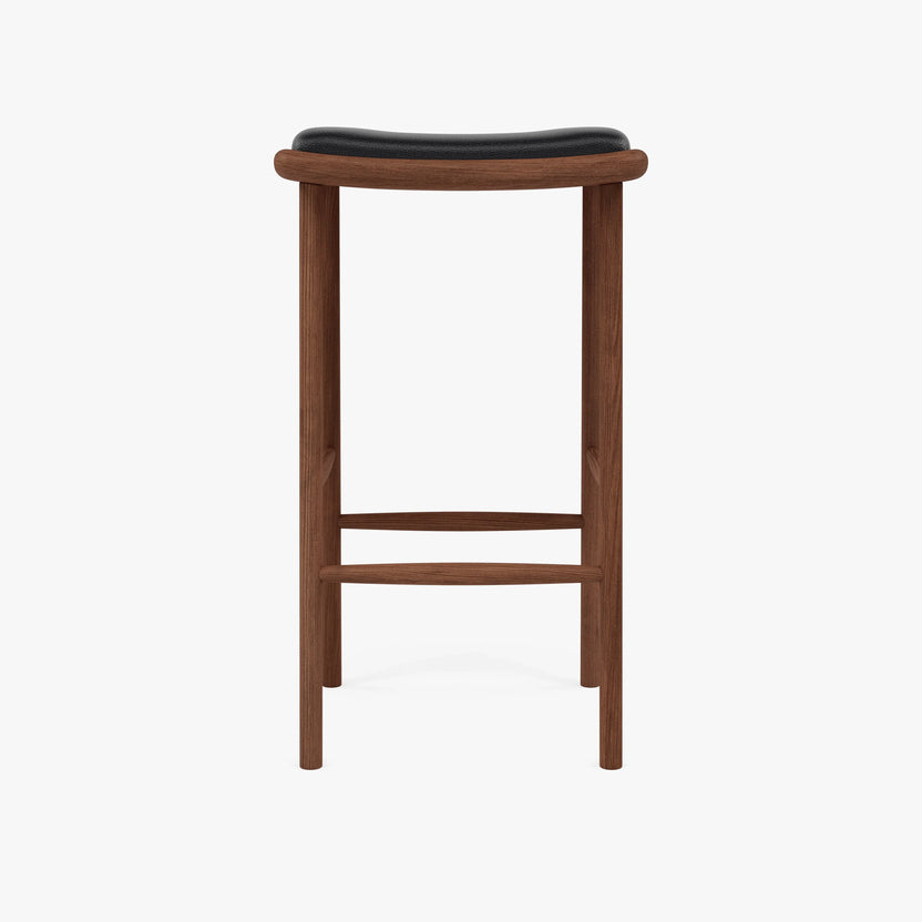 Anton Counter Stool Black Leather Solid American Walnut