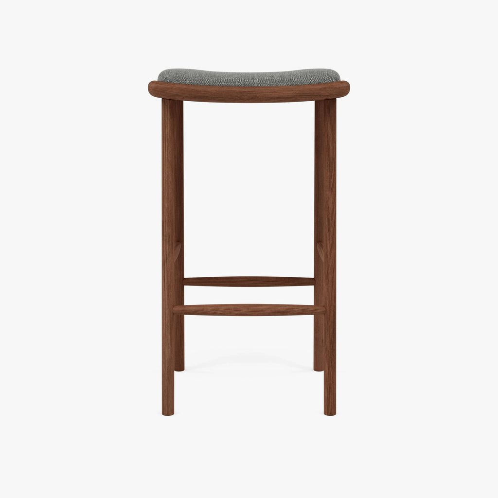 Anton Counter Stool Pewter Gray Fabric Solid American Walnut