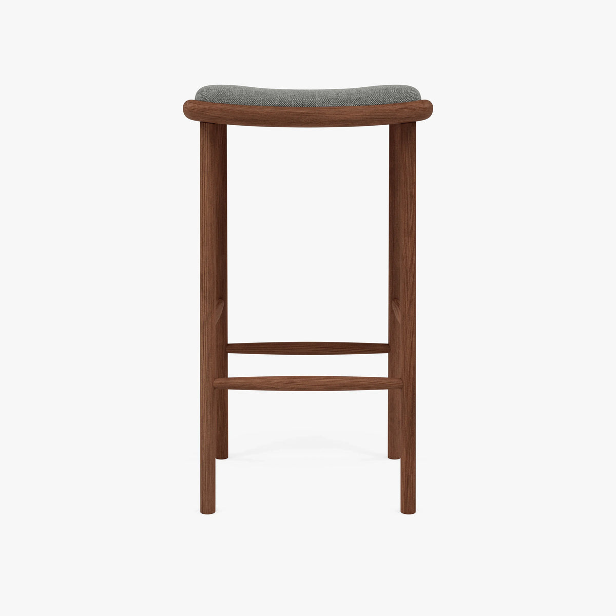 Anton Counter Stool Pewter Gray Fabric Solid American Walnut