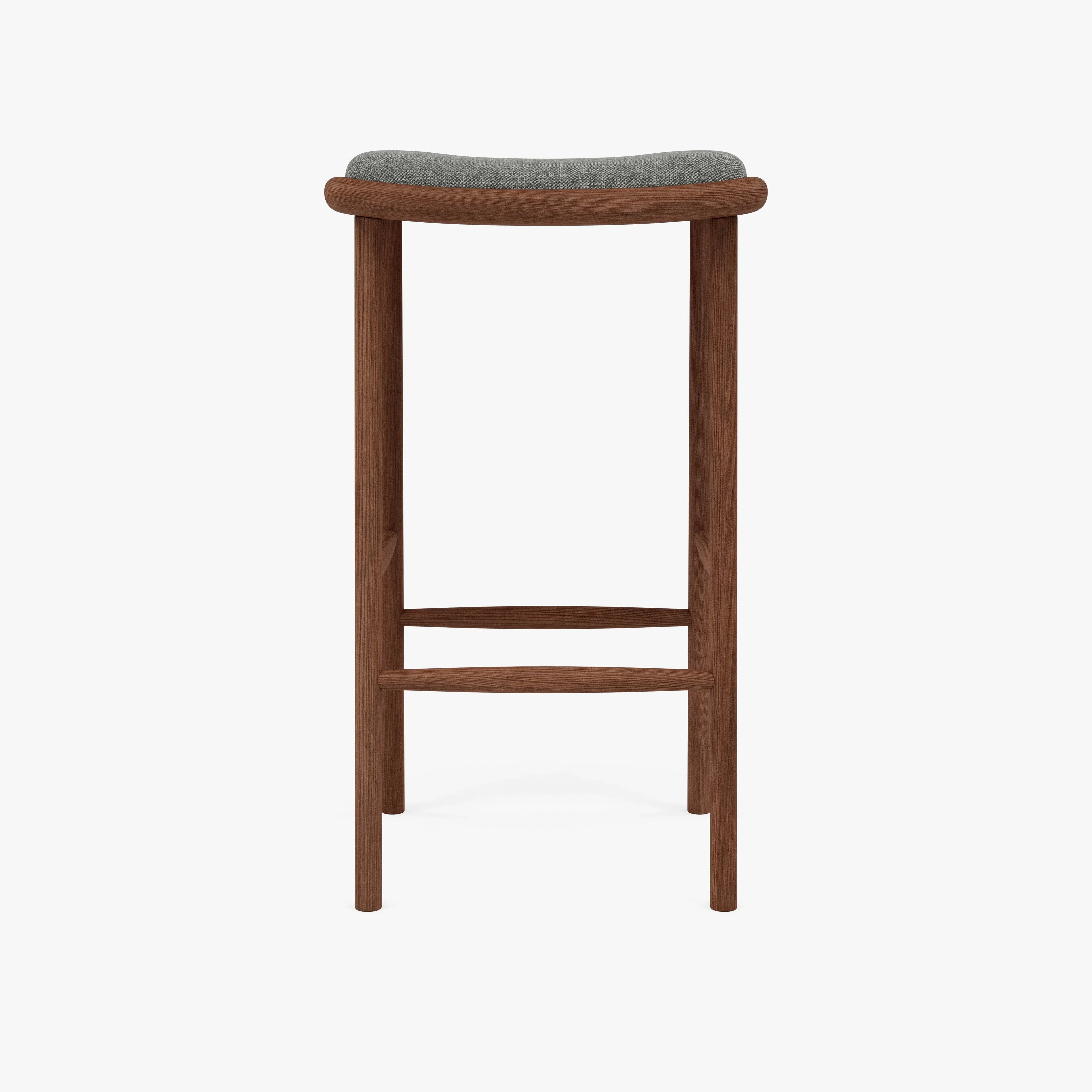 Anton Counter Stool Pewter Gray Fabric Solid American Walnut