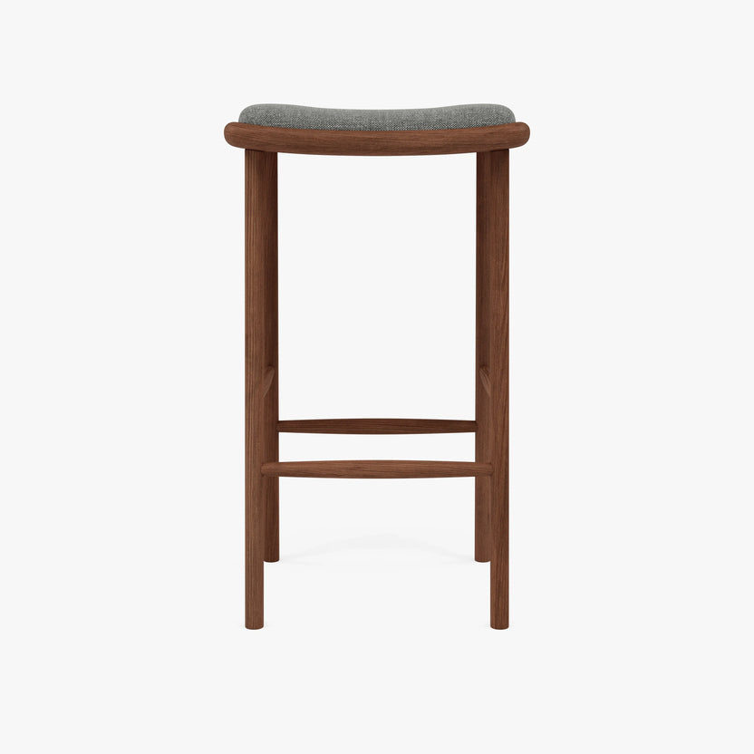 Anton Counter Stool Pewter Gray Fabric Solid American Walnut