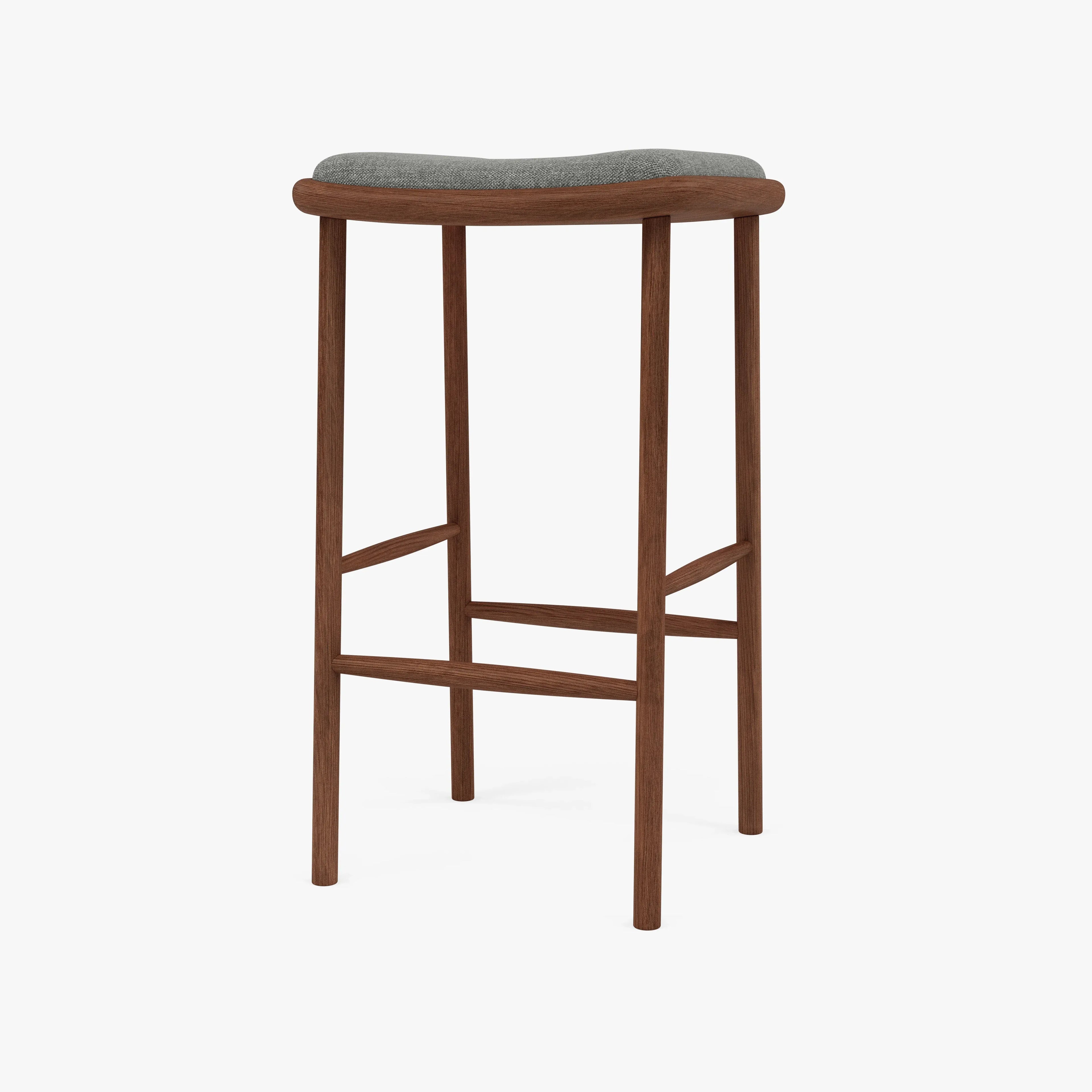 Anton Counter Stool Pewter Gray Fabric Solid American Walnut