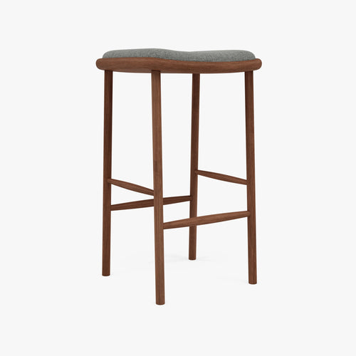 Anton Counter Stool Pewter Gray Fabric Solid American Walnut